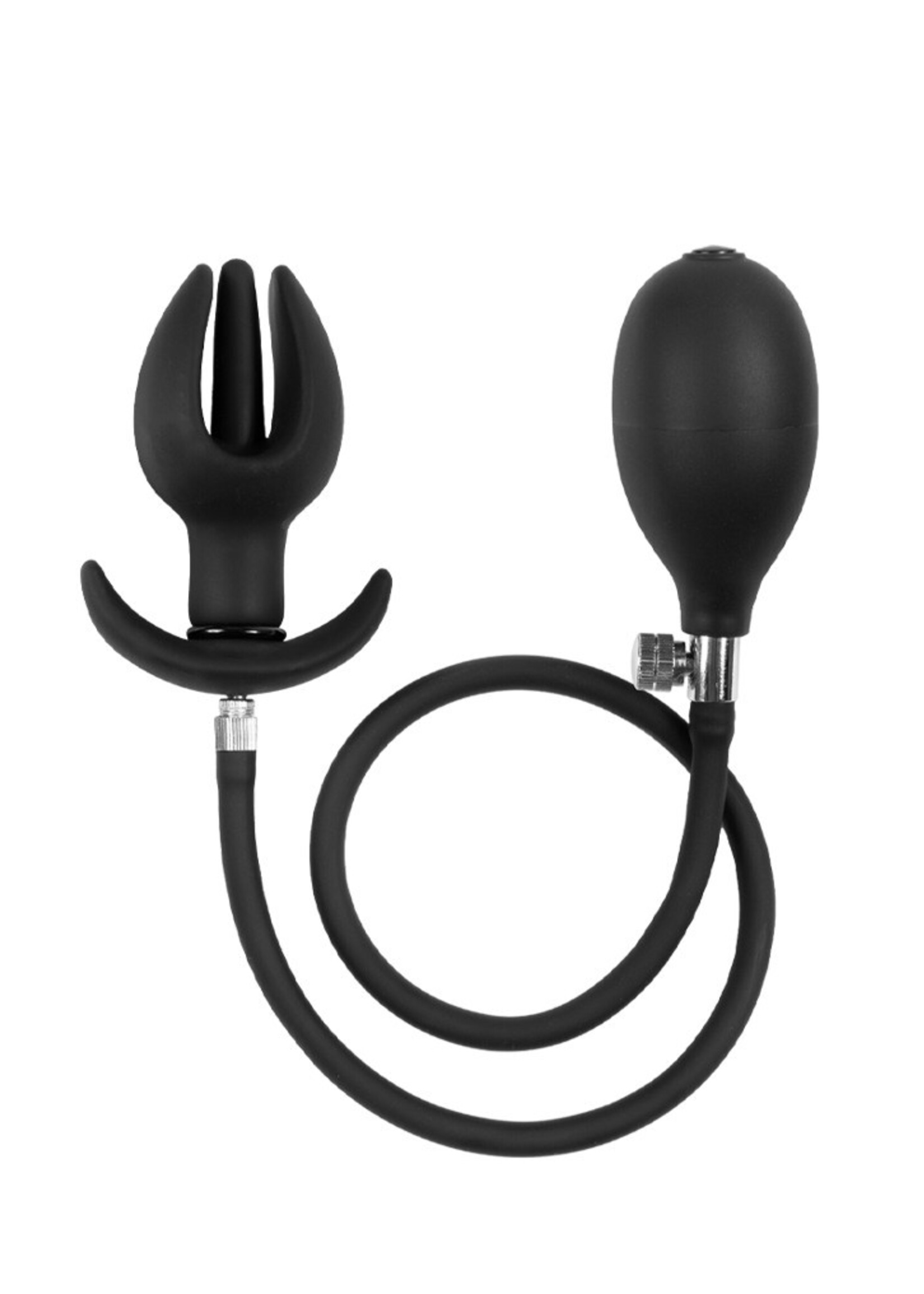 Rimba Latex Play Opblaasbare tulpvormige anaalplug met pomp - Zwart