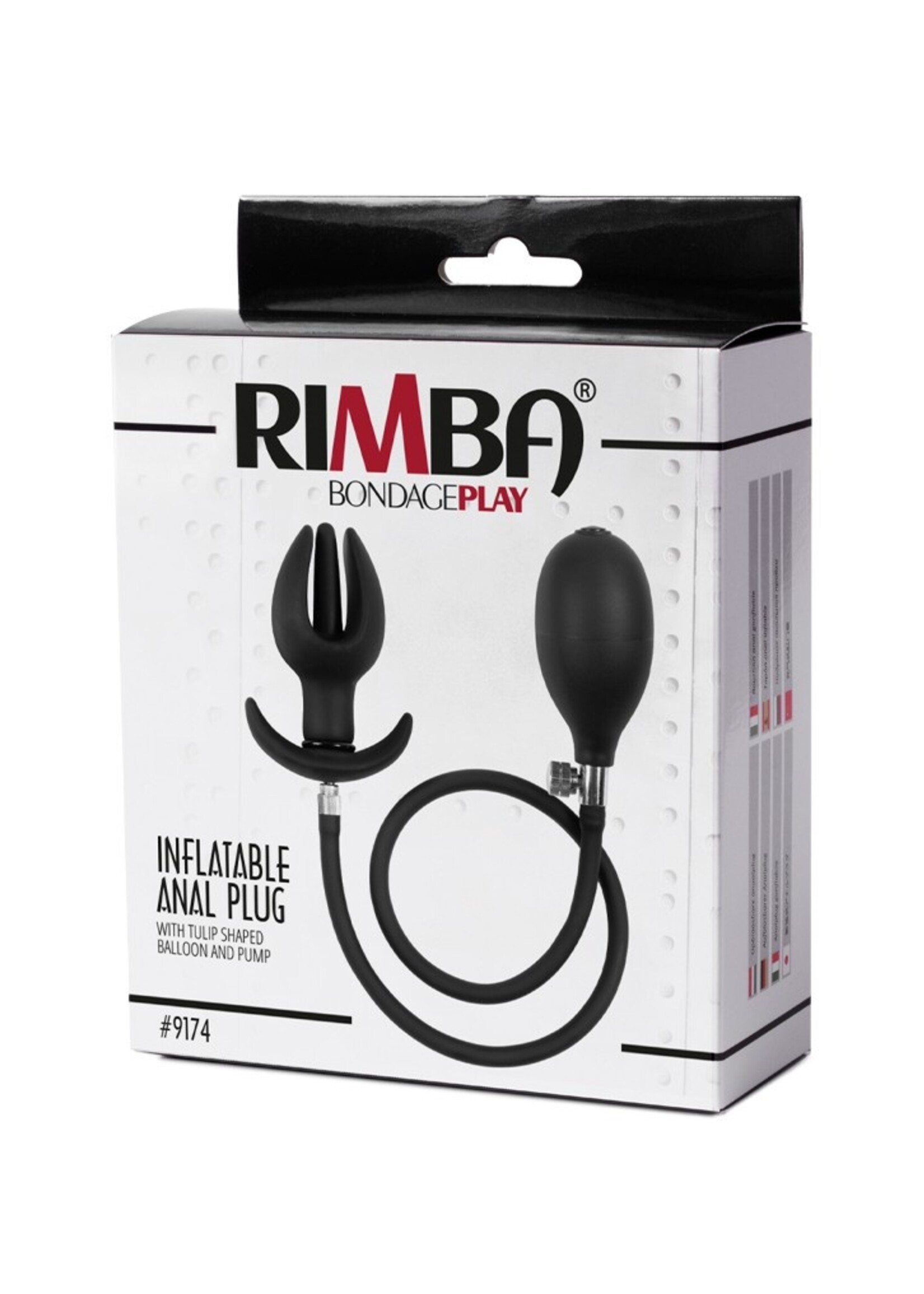 Rimba Latex Play Opblaasbare tulpvormige anaalplug met pomp - Zwart