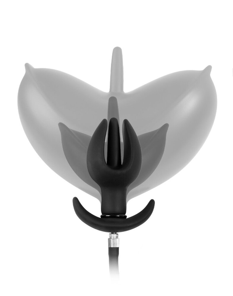 Rimba Latex Play Aufblasbarer Anal Plug in Tulpenform mit Pumpe - Schwarz
