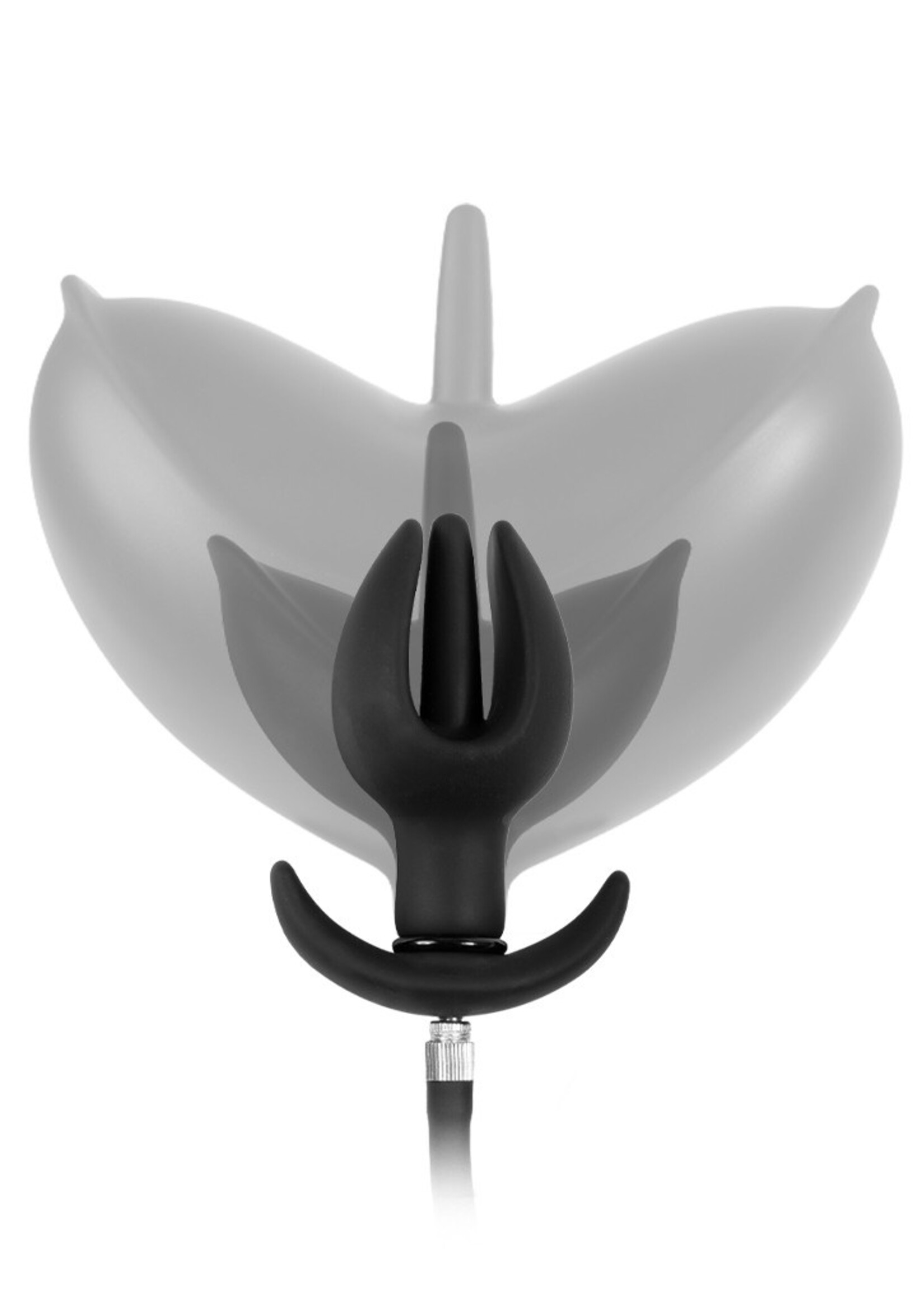 Rimba Latex Play Opblaasbare tulpvormige anaalplug met pomp - Zwart