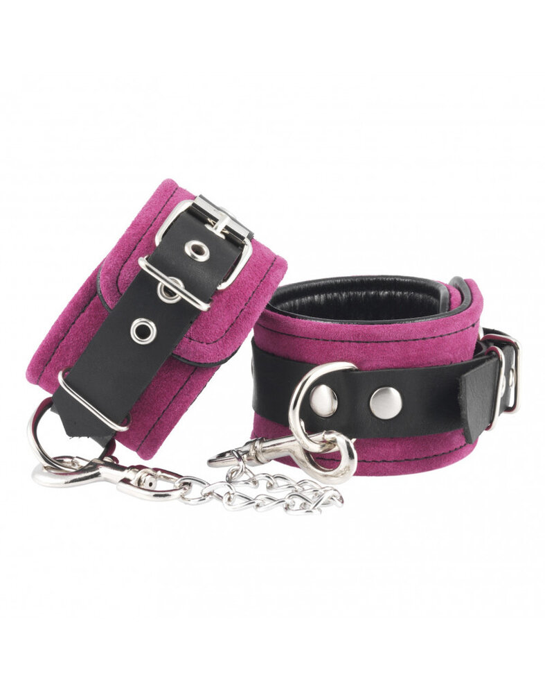 Rimba Bondage Play Rimba handcuffs with carabiner | Black & Pink, Adjustable | Real leather Rimba Bondage Play Rimba handcuffs with carabiner | Black & Pink, Adjustable | Real leather