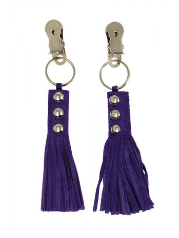 Rimba Bondage Play Rimba breast clamps with leather whips - wild design in 4 colors