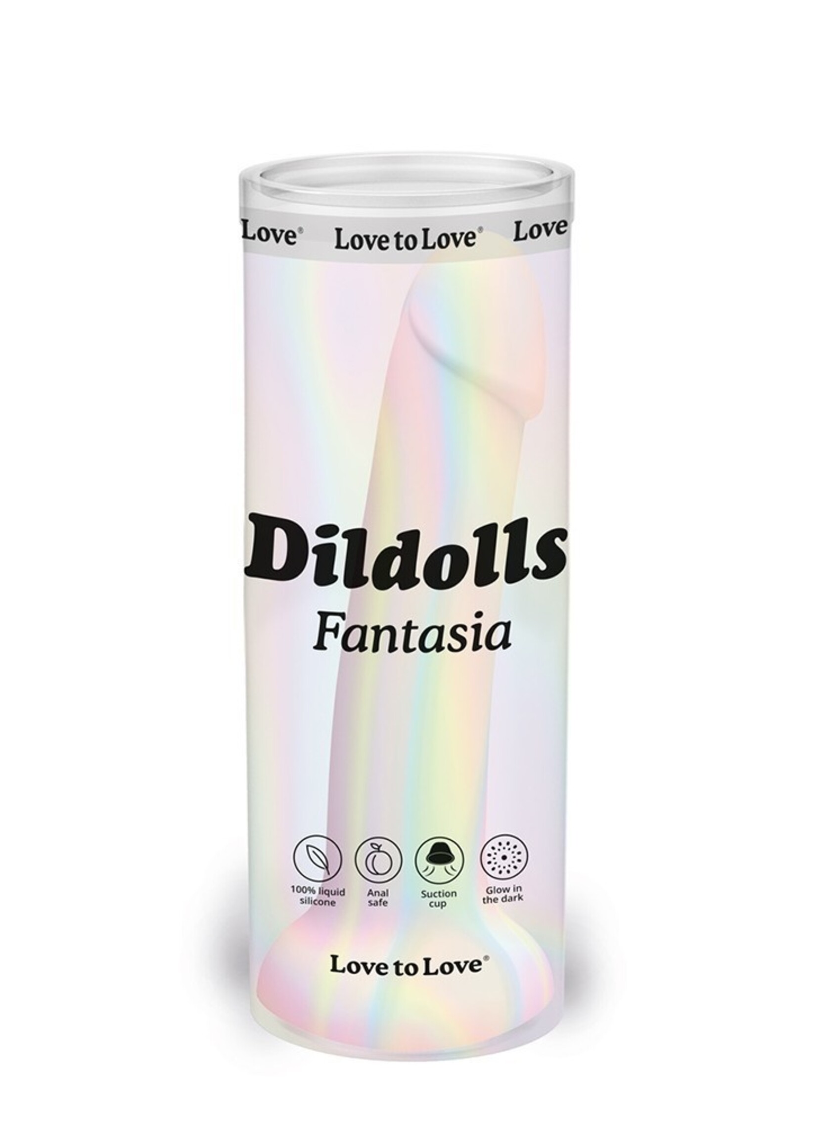 Love to Love Dildoll Fantasia - siliconen dildo 17,6 cm Ø3,6 cm, lichtgevend in het donker