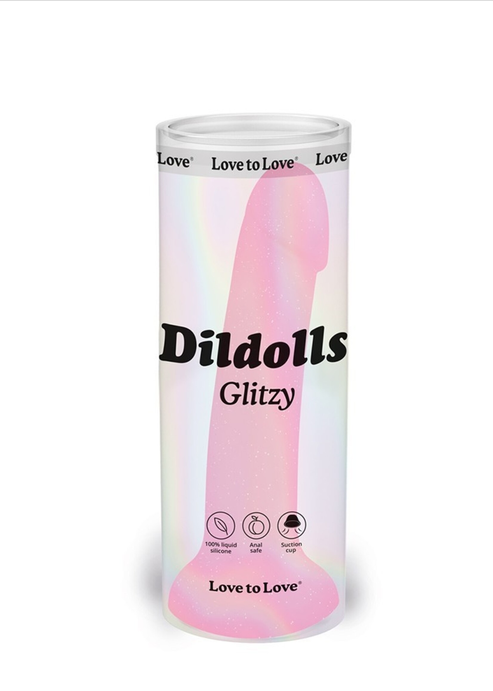 Love to Love Dildoll Glitzy - Siliconen dildo 17,6 cm Ø3,6 cm met zuignap
