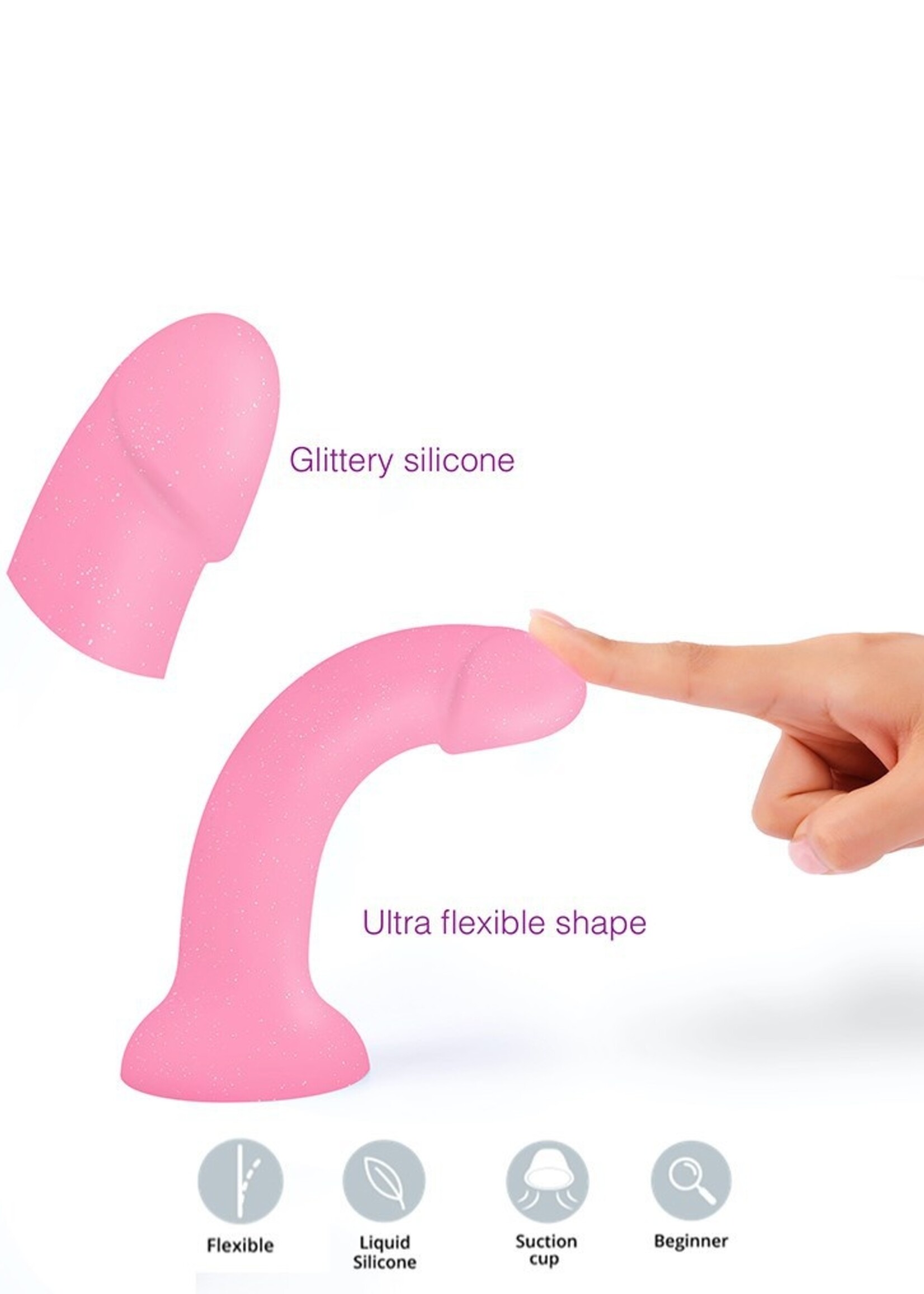 Love to Love Dildoll Glitzy - Siliconen dildo 17,6 cm Ø3,6 cm met zuignap