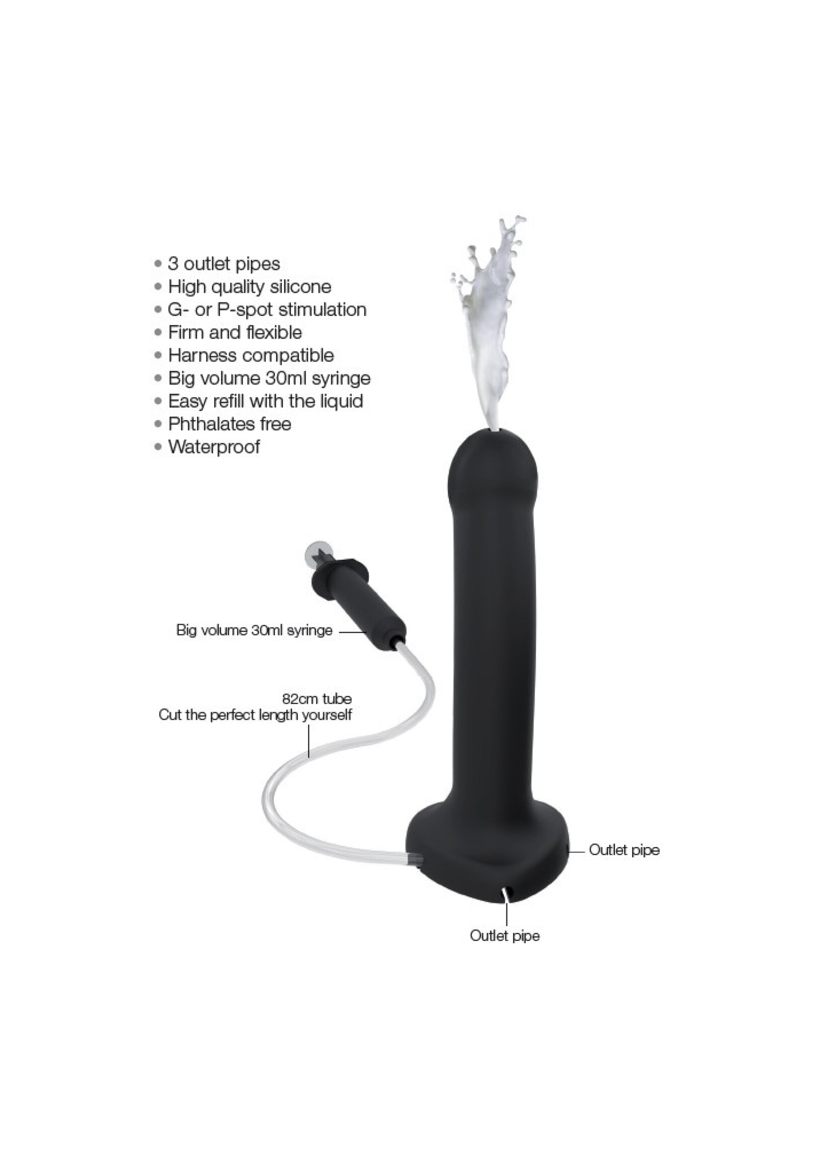 Strap-On-Me Squirting Cum Dildo - Taille L - Ø 3.6 x 19.6 cm
