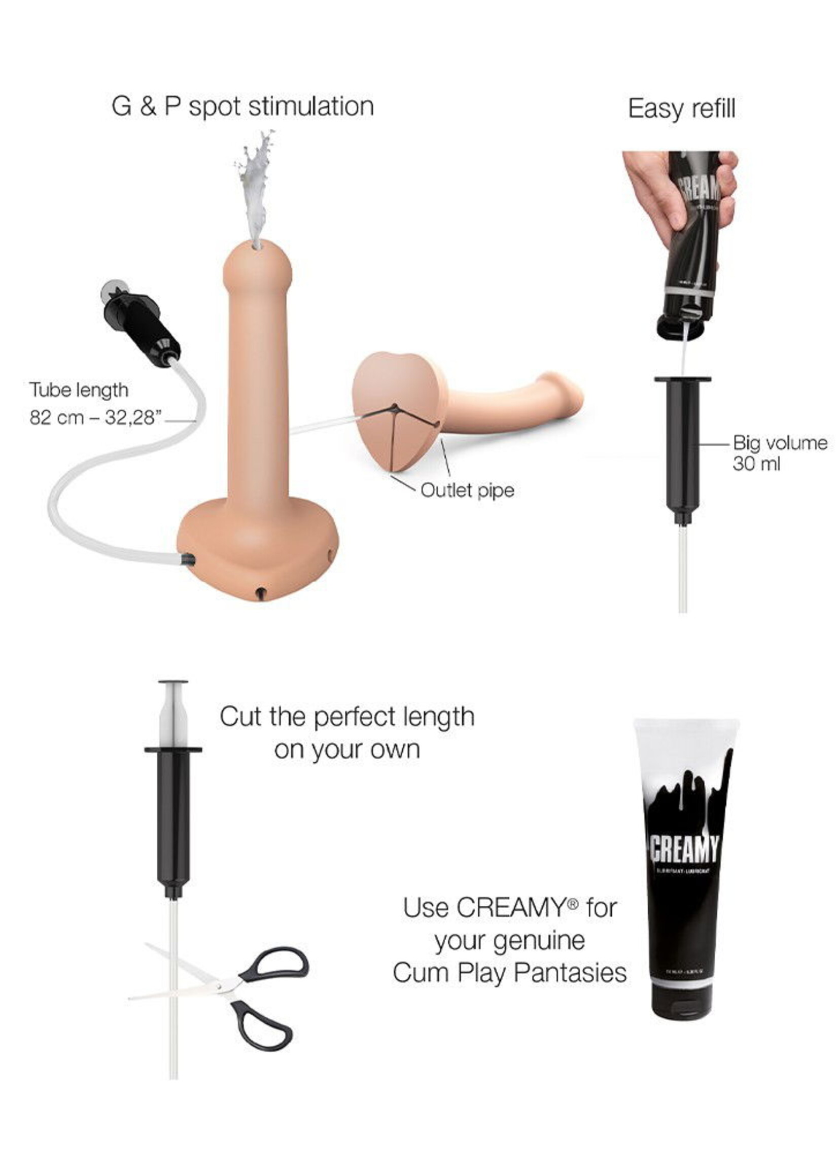 Strap-On-Me Squirting Cum Dildo - Taille S - Ø3.1 x 17.3 cm