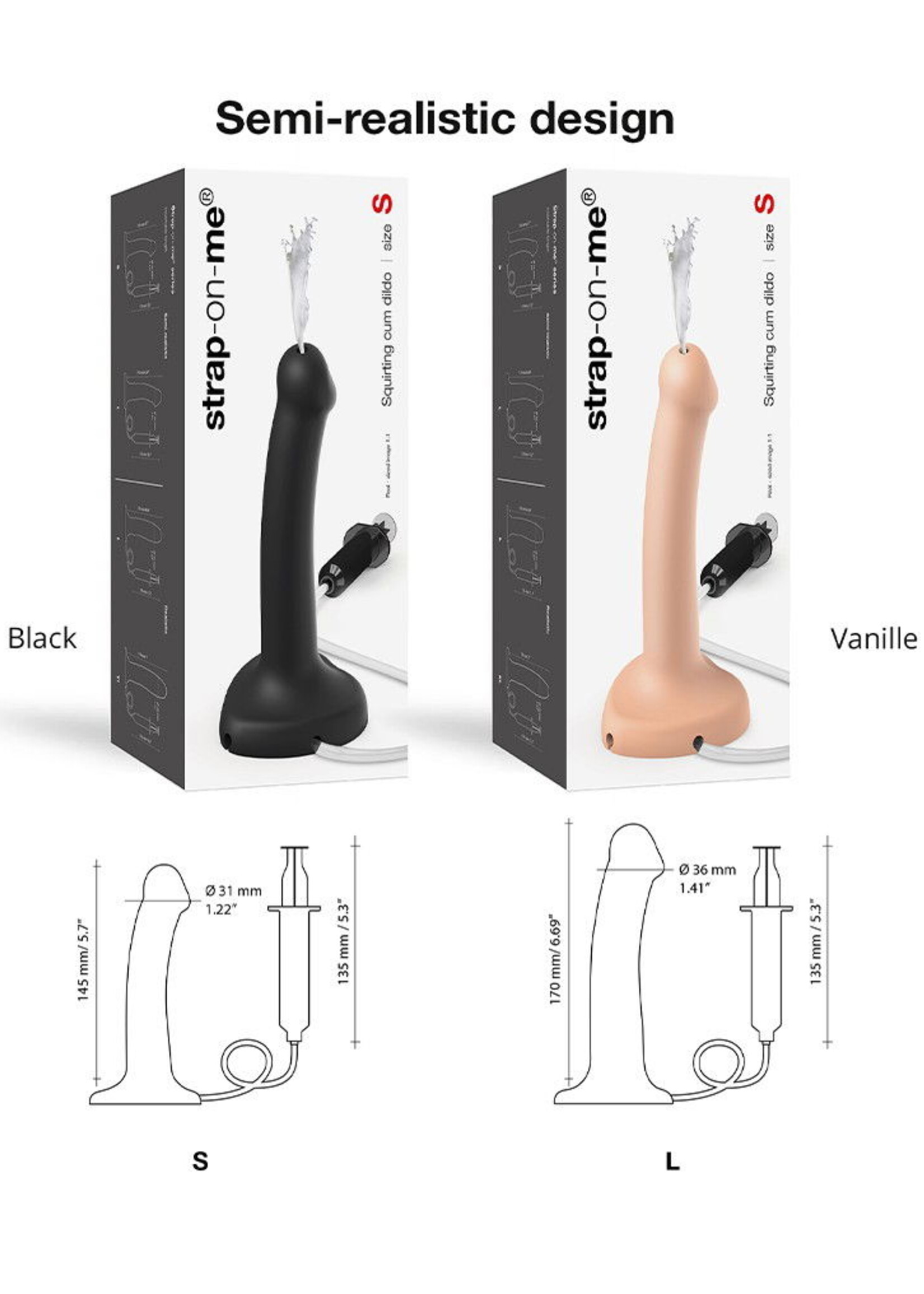 Strap-On-Me Squirting Cum Dildo - Taille S - Ø3.1 x 17.3 cm