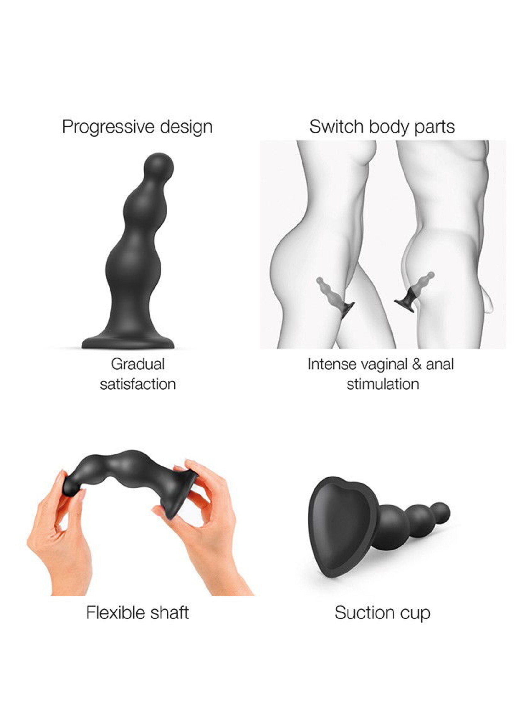 Strap-On-Me Gode Plug Perles - Taille M - Ø2.3 / 3.35 / 4.3 x 15 cm