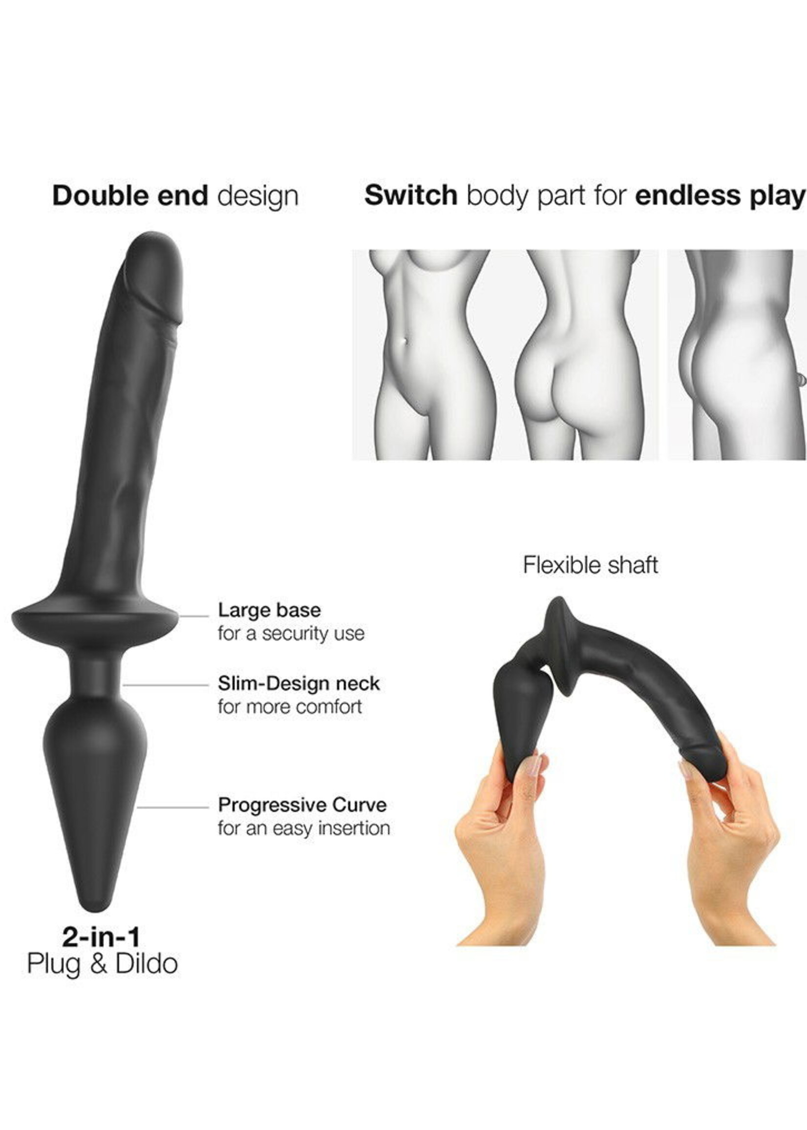 Strap-On-Me Plug-In Switch Réaliste - Gode & Plug Anal 2-en-1 Taille XXL - Ø 5.2 x 31.7 cm