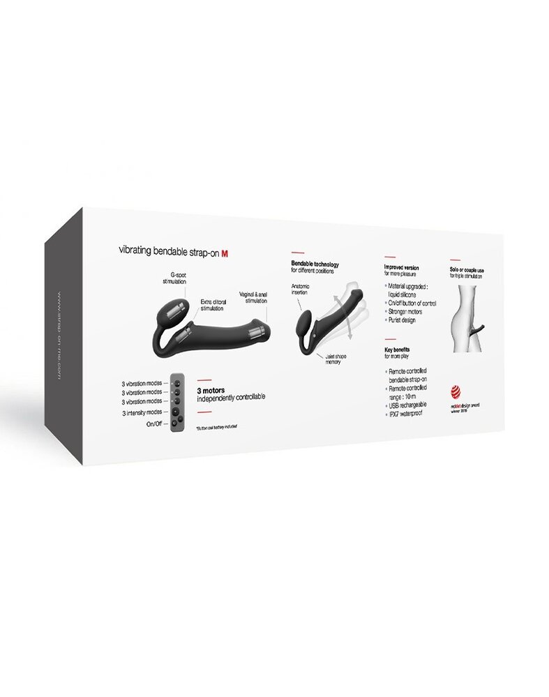 Strap-On-Me Strap-On-Me - Vibromasseur Strap-On Pliable avec Télécommande - Taille M - Ø 3.3 x 18 cm