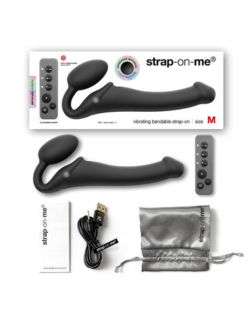 Strap-On-Me Vibromasseur Strap-On Pliable avec Télécommande - Taille M - Ø 3.3 x 18 cm