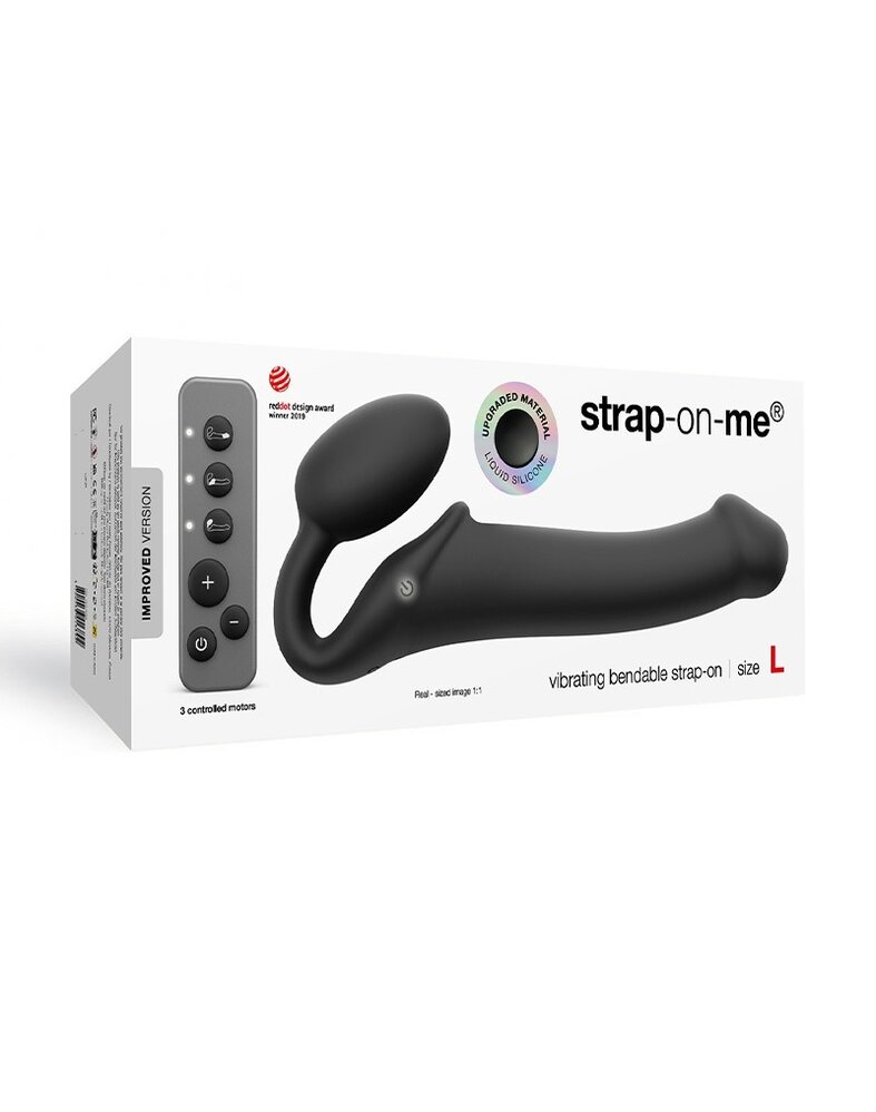 Strap-On-Me Strap-On-Me - Vibromasseur Strap-On Pliable avec Télécommande - Taille L - Ø 3.7 x 19 cm Strap-On-Me Strap-On-Me - Vibromasseur Strap-On Pliable avec Télécommande - Taille L - Ø 3.7 x 19 cm