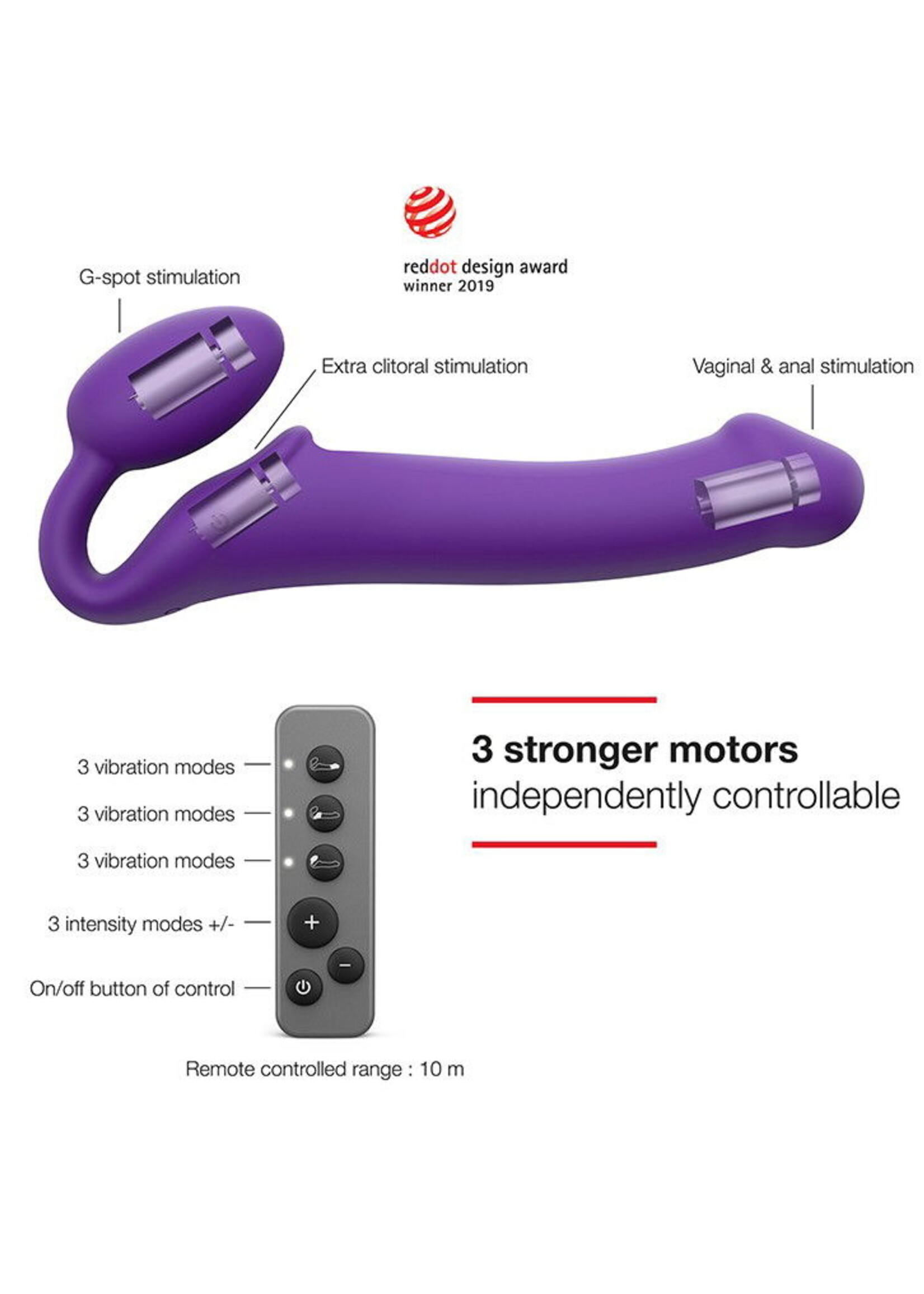 Strap-On-Me Flexibele strap-on vibrator XL - Strapless strap-on vibrator met afstandsbediening