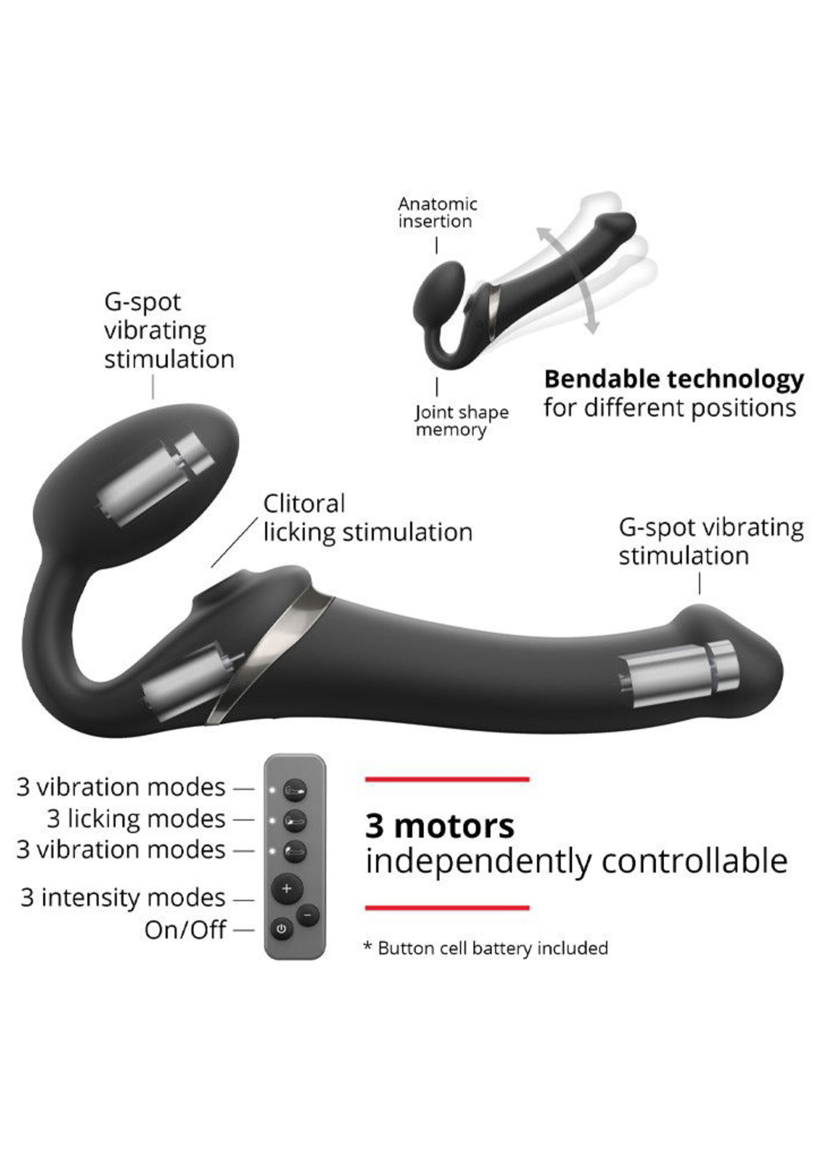 Strap-On-Me Multi Orgasm S - Strapless strap-on vibrator met likstimulator