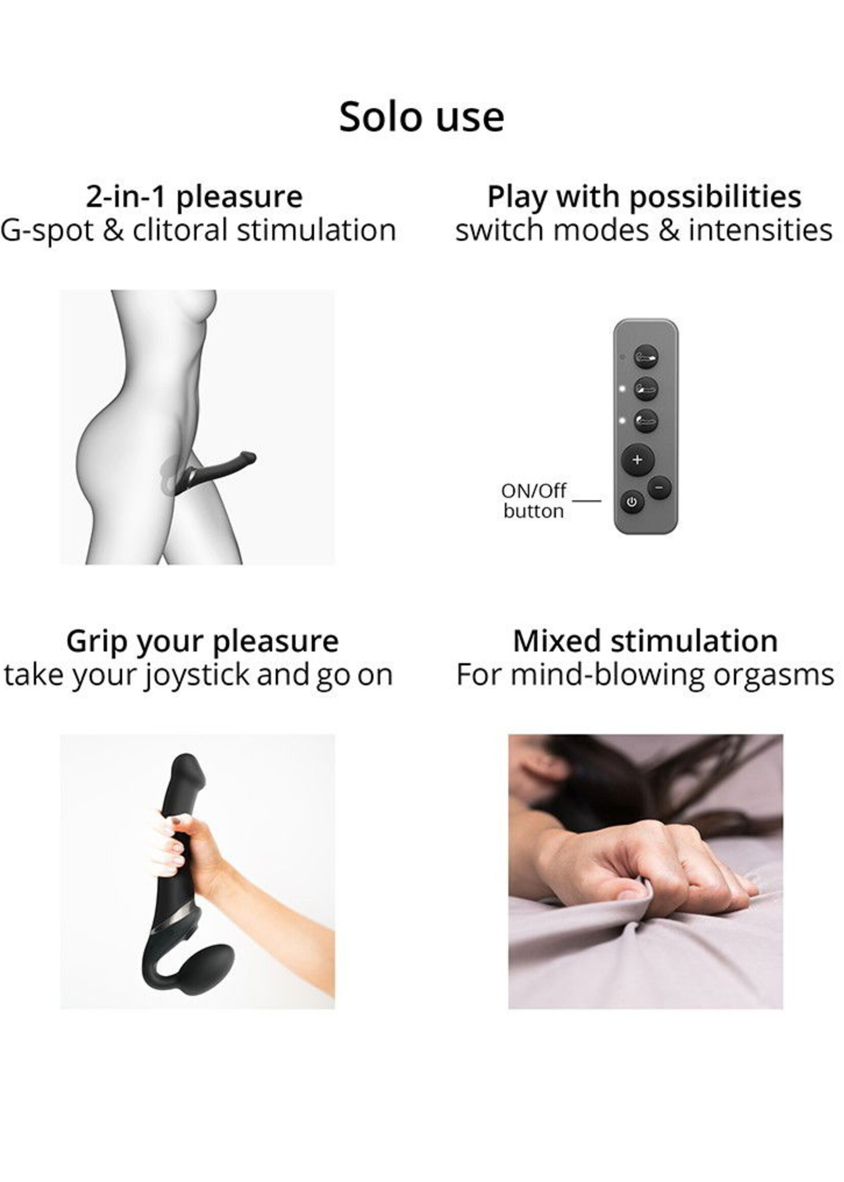 Strap-On-Me Multi Orgasm M - Strapless strap-on vibrator met likstimulator