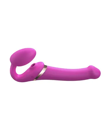 Strap-On-Me Multi Orgasm - Vibromasseur Strap-On avec stimulateur de léchage Taille M - Ø3.8 x 23.3 cm