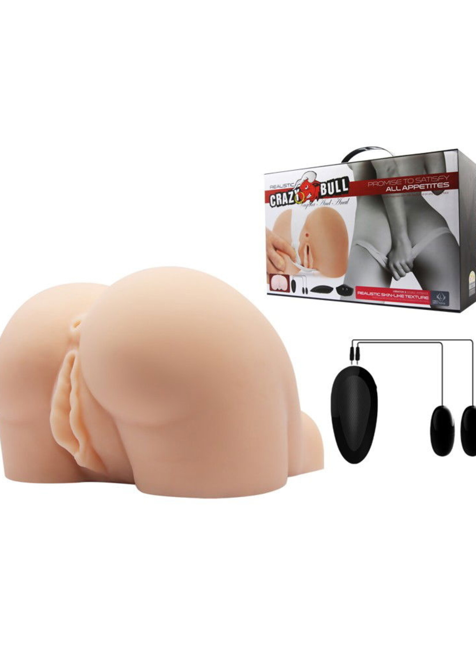 Crazy Bull Vibrerende vagina en anus - Masturbator met vaginale en anale opening en vibratiefunctie