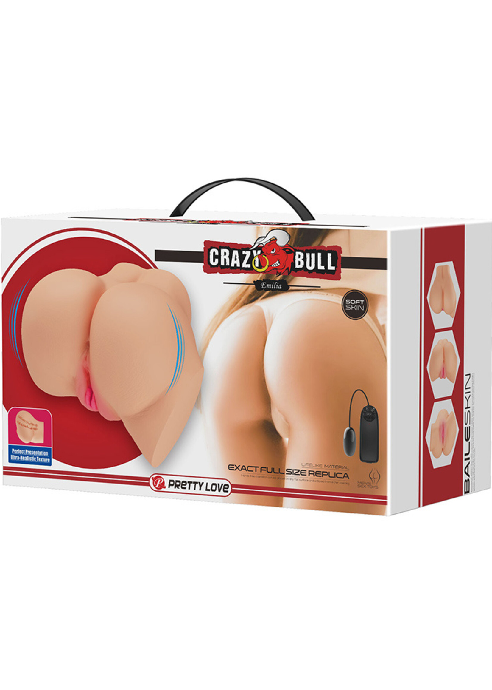 Crazy Bull Emilia - Masturbator met vaginale en anale ingang en vibratiebediening via afstandsbediening