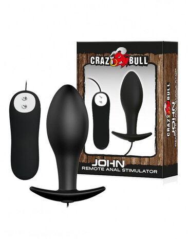 Crazy Bull John Remote Plug | Plug anal vibrant en silicone avec 12 fonctions et télécommande, étanche