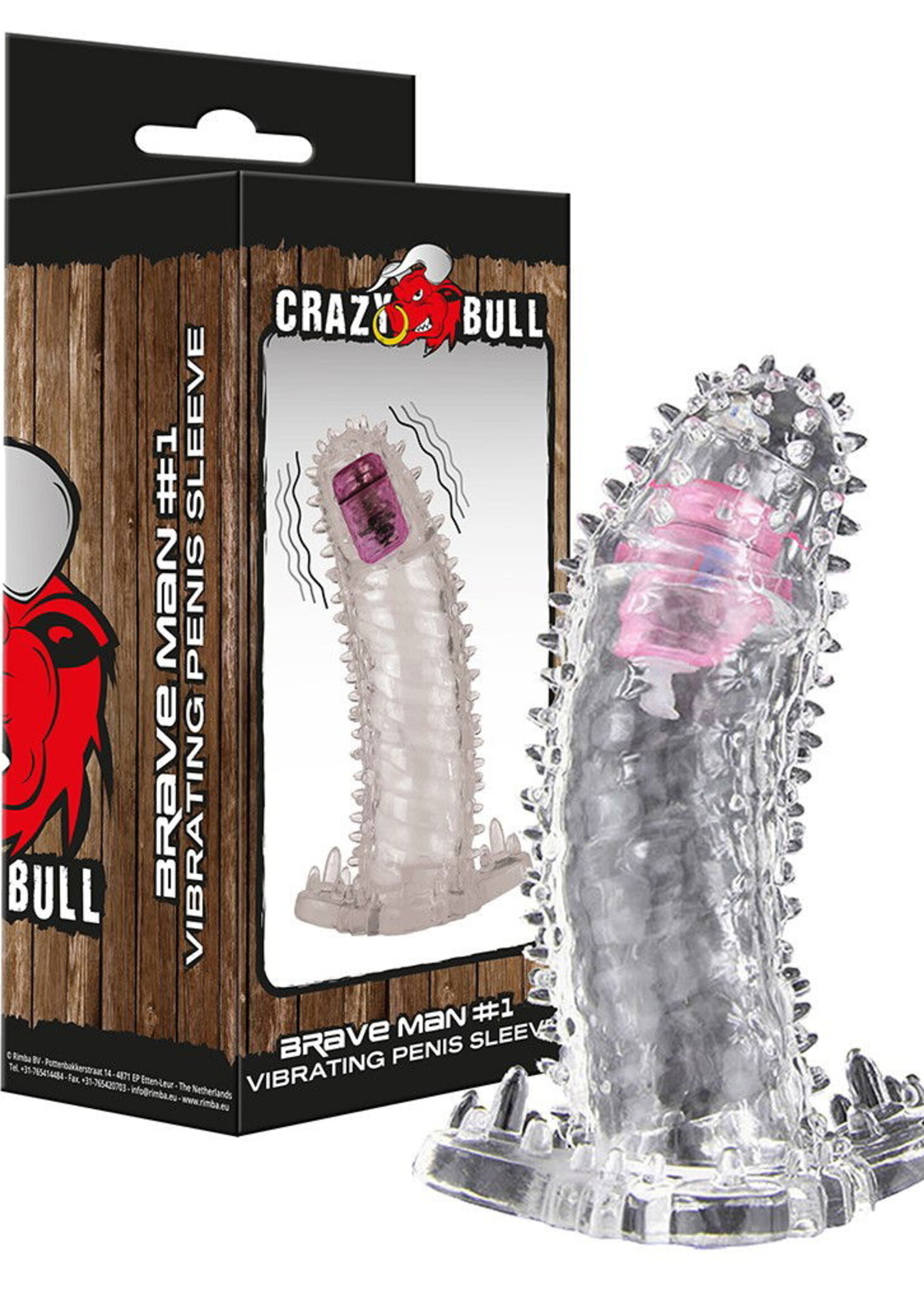 Crazy Bull Brave Man 1 | Manchon vibrant pour pénis 14 cm, avec balle à vitesse unique