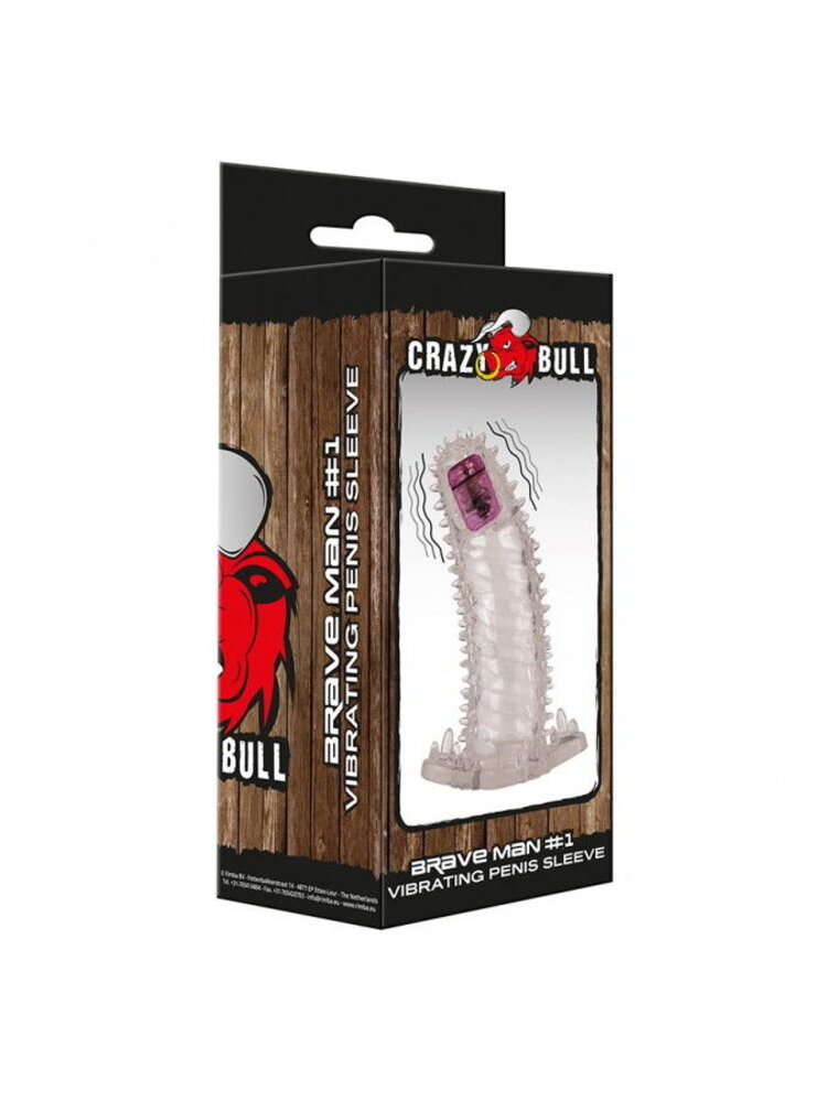 Crazy Bull Brave Man 1 | Manchon vibrant pour pénis 14 cm, avec balle à vitesse unique