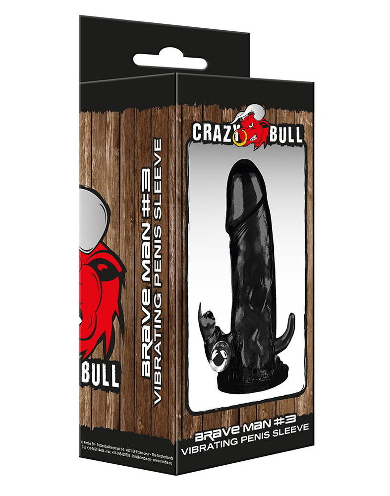 Crazy Bull Crazy Bull – Brave Man 3 | Langer Penis Sleeve mit Single-Speed Vibration, Schwarz Crazy Bull Crazy Bull – Brave Man 3 | Langer Penis Sleeve mit Single-Speed Vibration, Schwarz