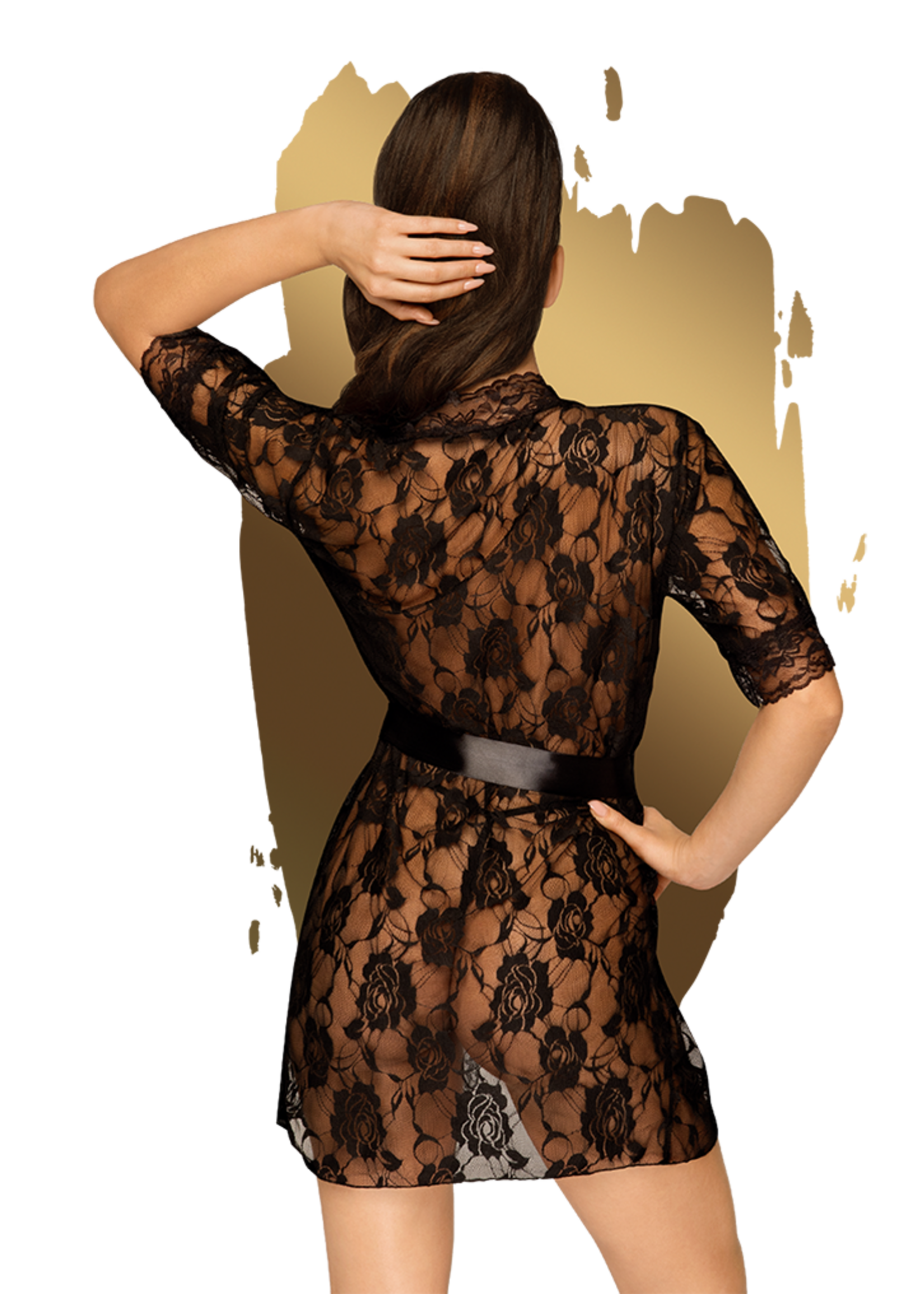 Penthouse Sweet Retreat - Kimono dentelle | Noir