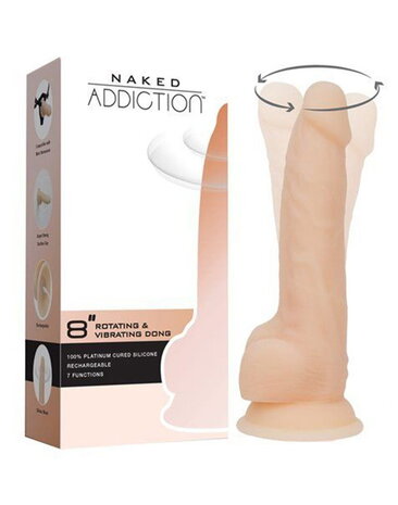 Naked Addiction Draaiende en vibrerende penis - Anale dildo 21,5 cm met draaibare punt Naked Addiction Draaiende en vibrerende penis - Anale dildo 21,5 cm met draaibare punt