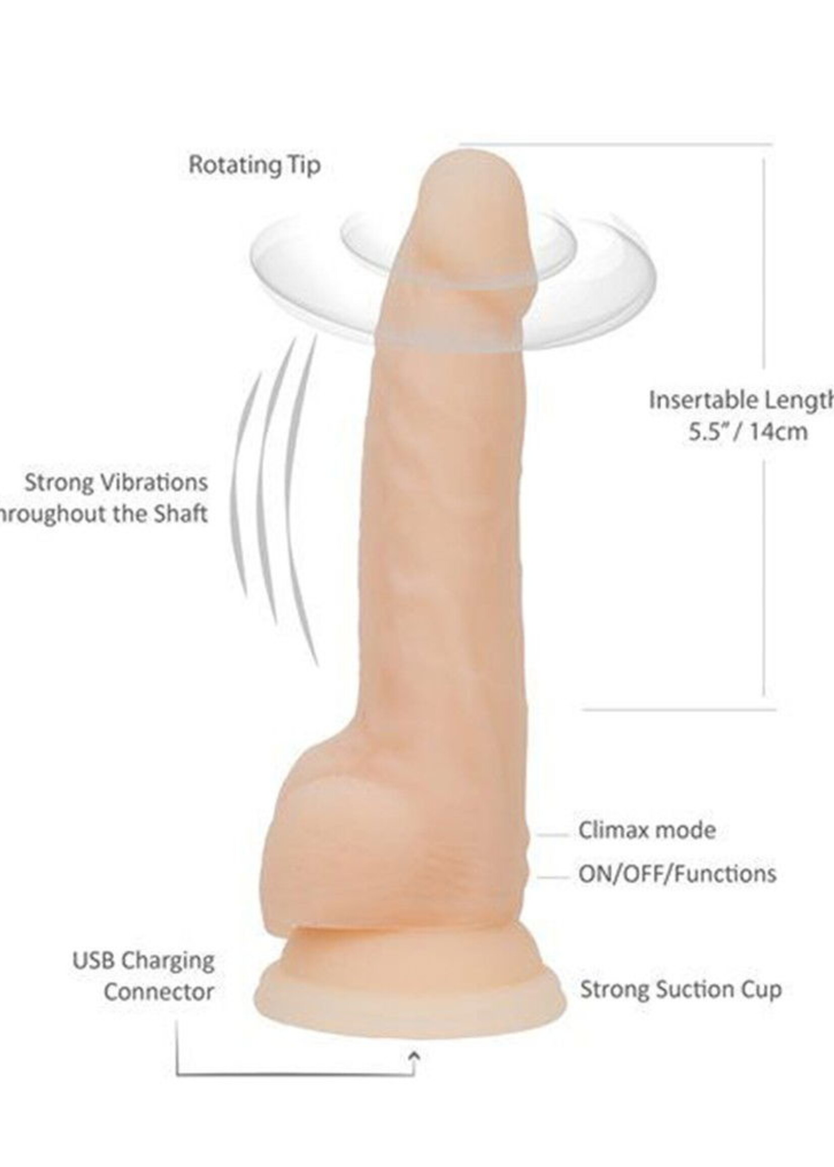 Naked Addiction Draaiende en vibrerende penis - Anale dildo 21,5 cm met draaibare punt