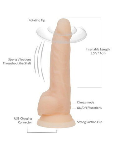 Naked Addiction Rotating & Vibrating Dong - Anal Dildo 21,5 cm mit rotierender Spitze