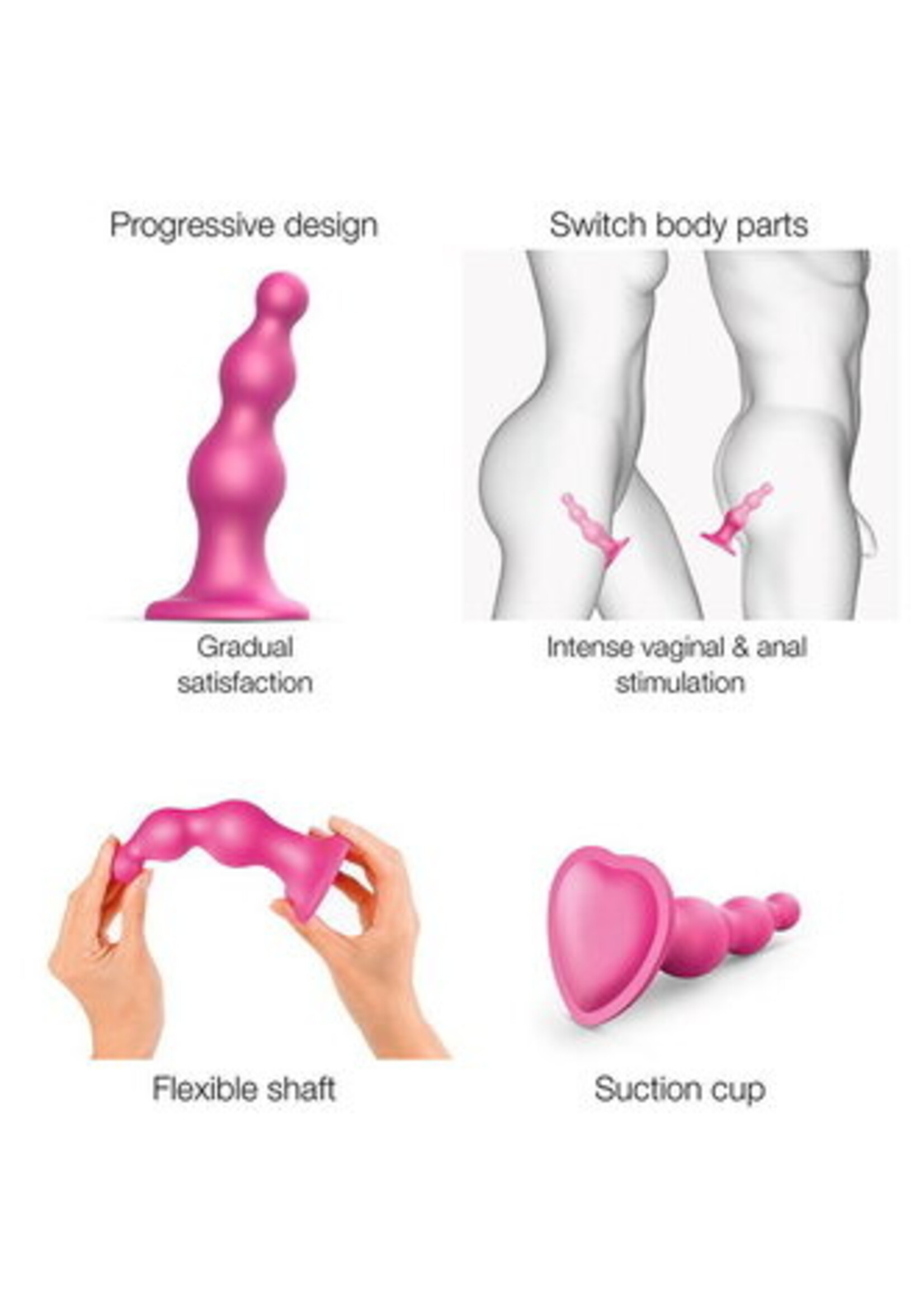 Strap-On-Me Gode Plug Perles - Taille XXL - Ø2.8 / 4.05 / 5.2 x 18 cm