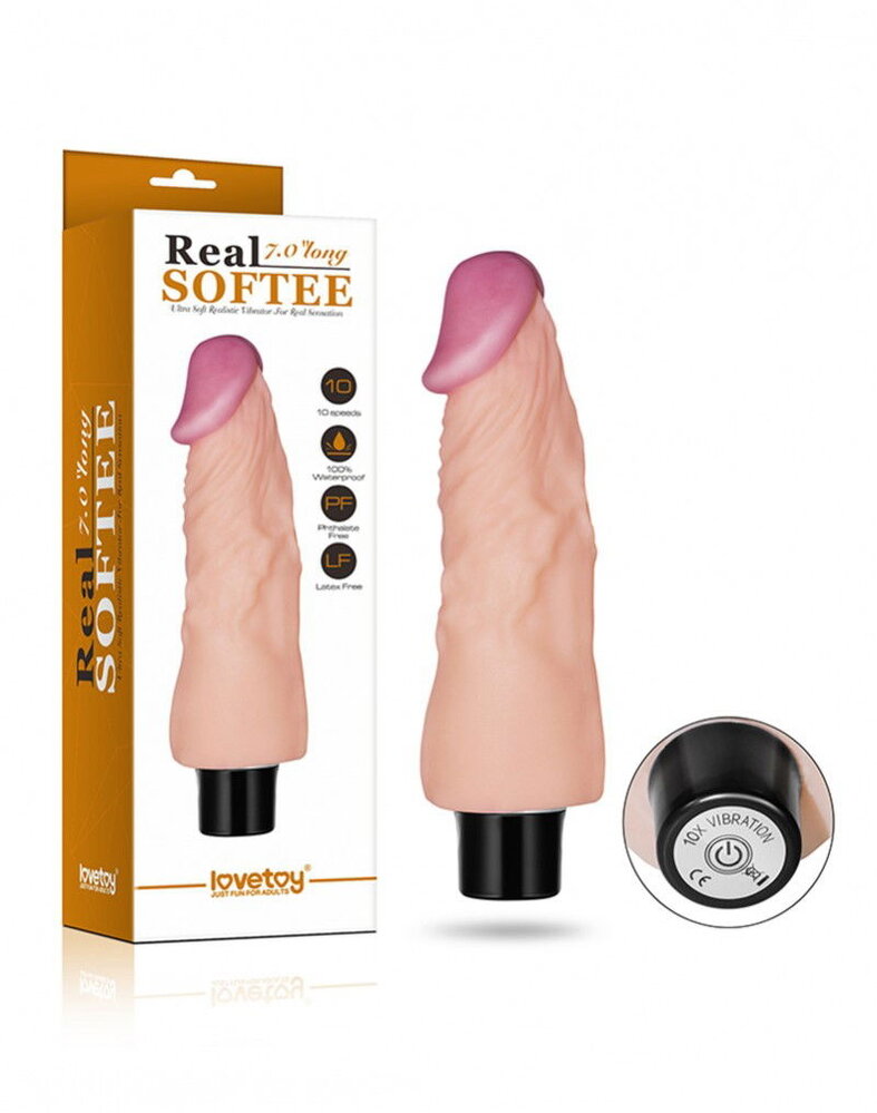 LoveToy Vibrating Real Softee 7" / 18 cm - Gode vibrant réaliste - Nude