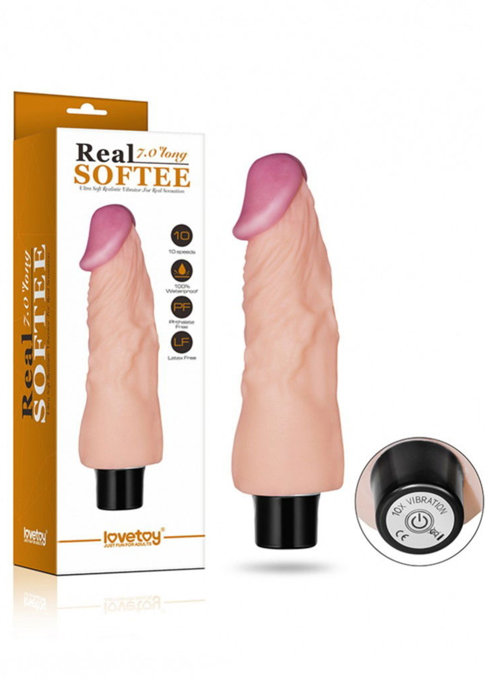 LoveToy Vibrerende Real Softee 18 cm - Klassieke vibrator