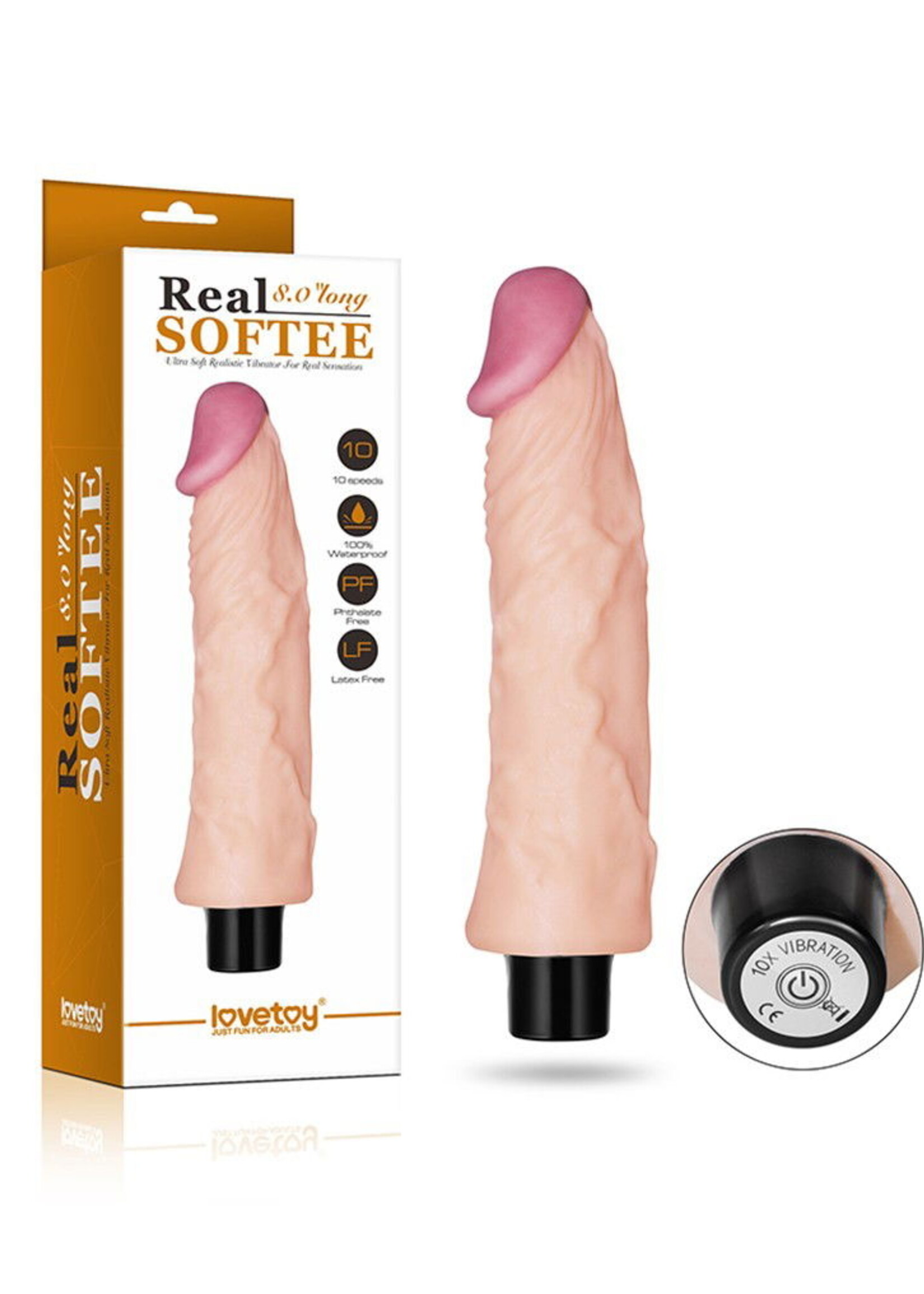 LoveToy Vibrerende Real Softee 20 cm - Klassieke vibrator