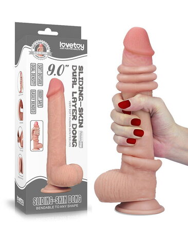 LoveToy Dildo met glijdende huid - Realistische dildo 23 cm Ø 3,5 cm