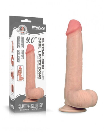 LoveToy Gode coulissant en peau 9" / 23 cm (Ø 3,5 cm) - Nude
