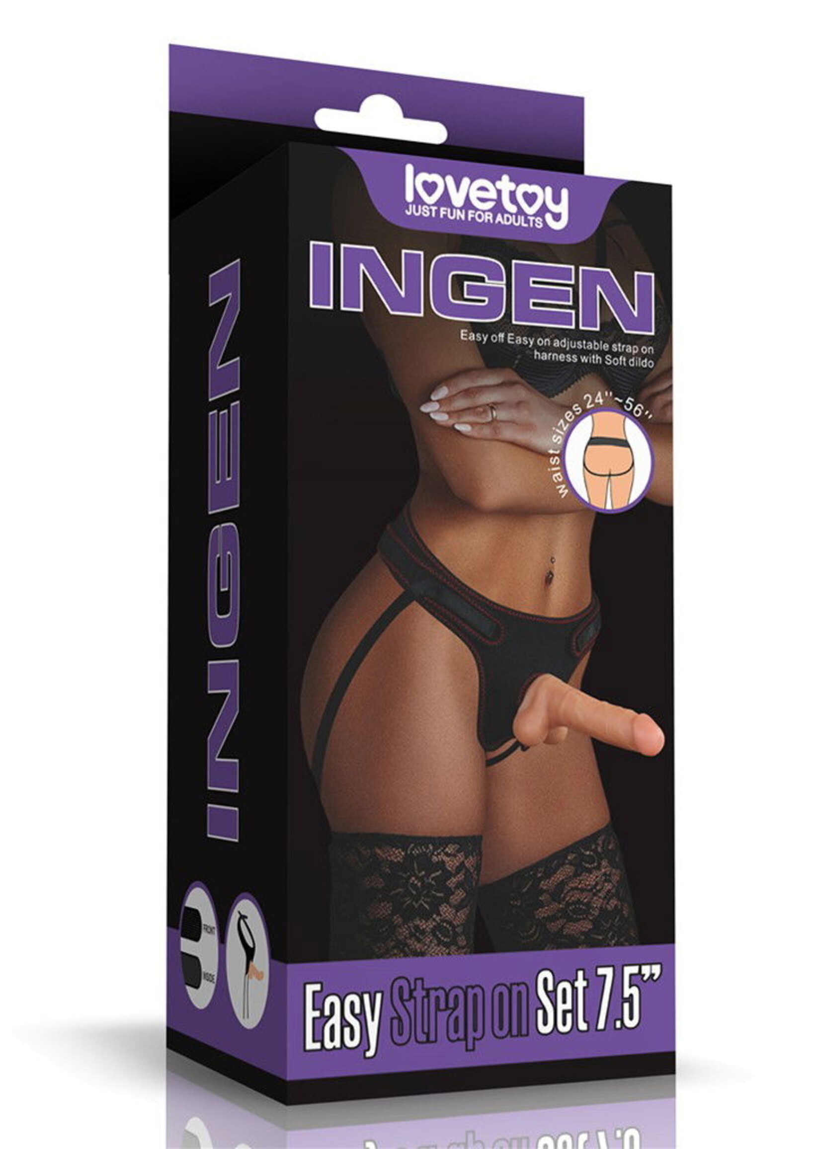 LoveToy Strap-On-Set mit Dildo und Hoden - 20 cm Ø 4 cm