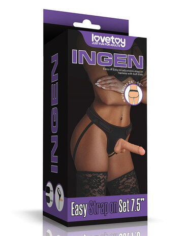 LoveToy Strap-on set met dildo en testikels - 20 cm Ø 4 cm