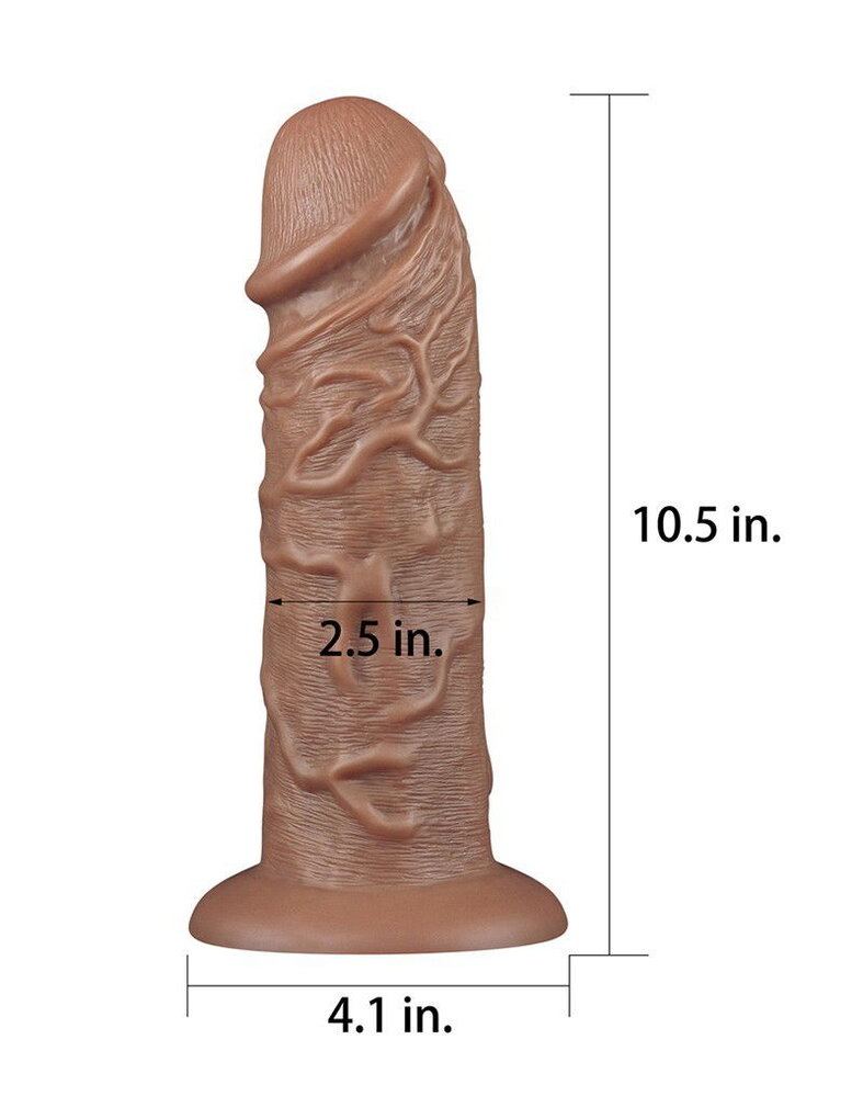 LoveToy Realistische dildo "Chubby" Bruin - Realistische dildo 26,6 cm Ø 6,3 cm