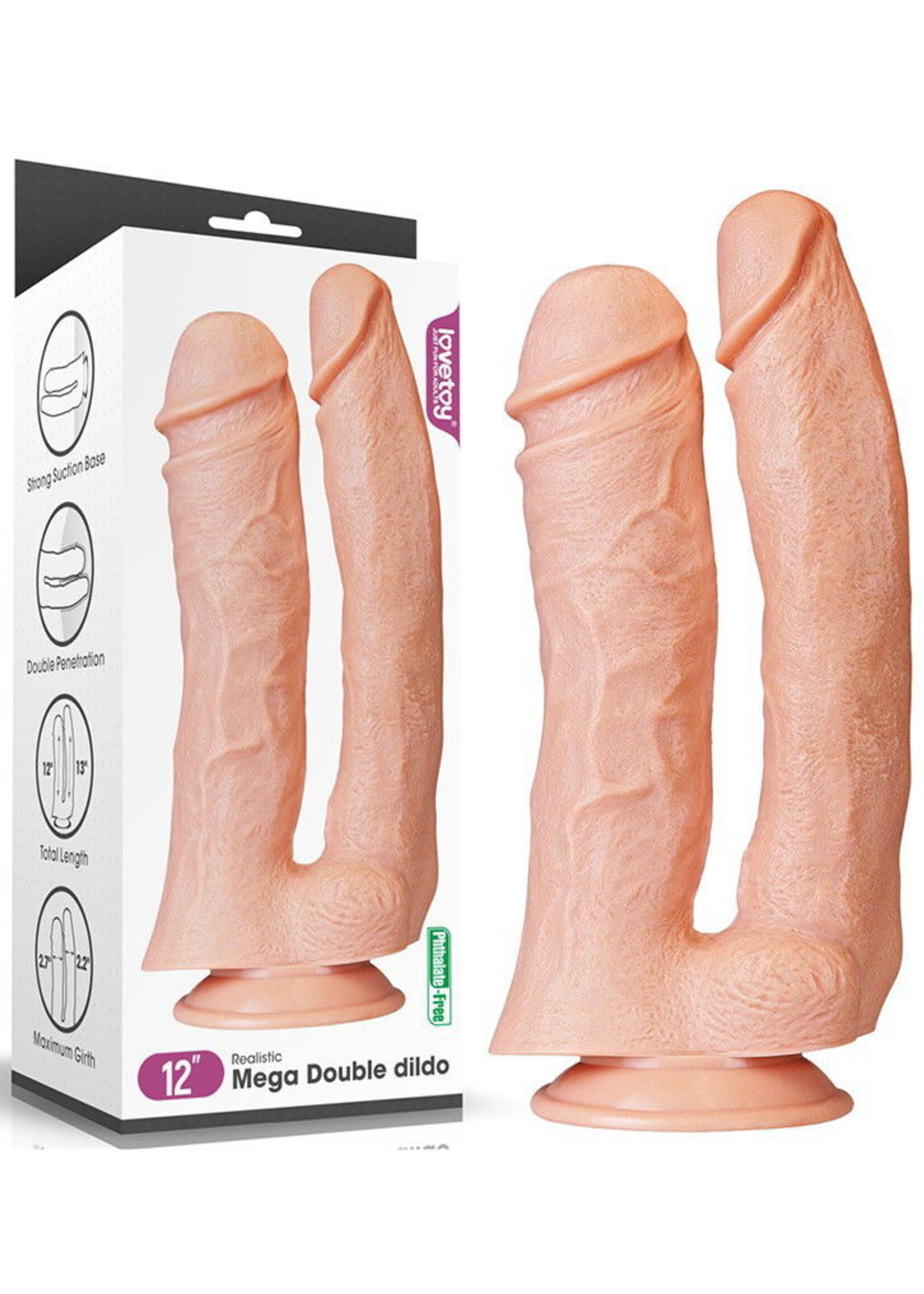 LoveToy Mega Double Dildo - Strap-On 30 cm Ø 5,5 cm