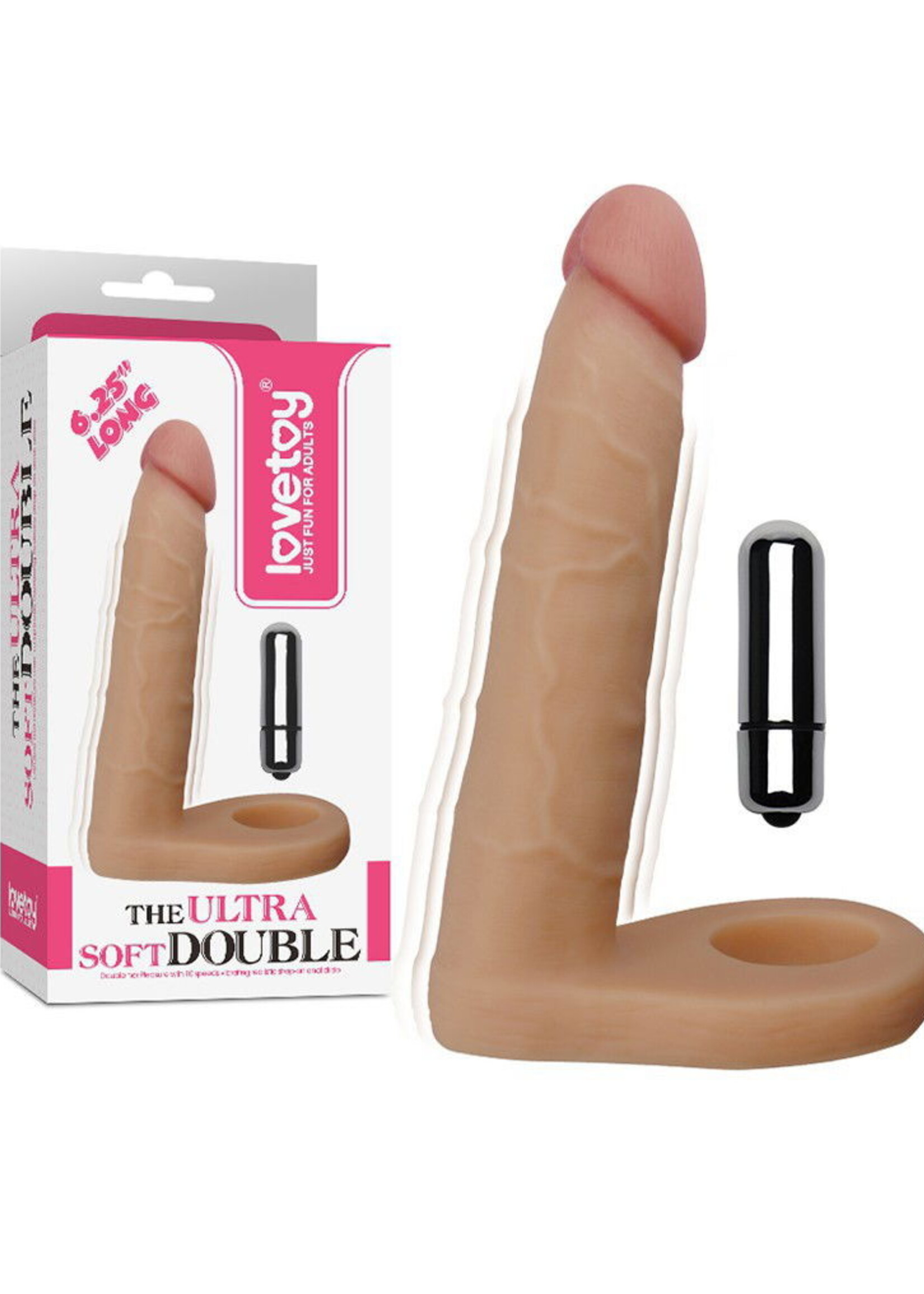 LoveToy Zachte dubbele vibrerende dildo - Klassieke vibrator 15,8 cm Ø 2,9 cm