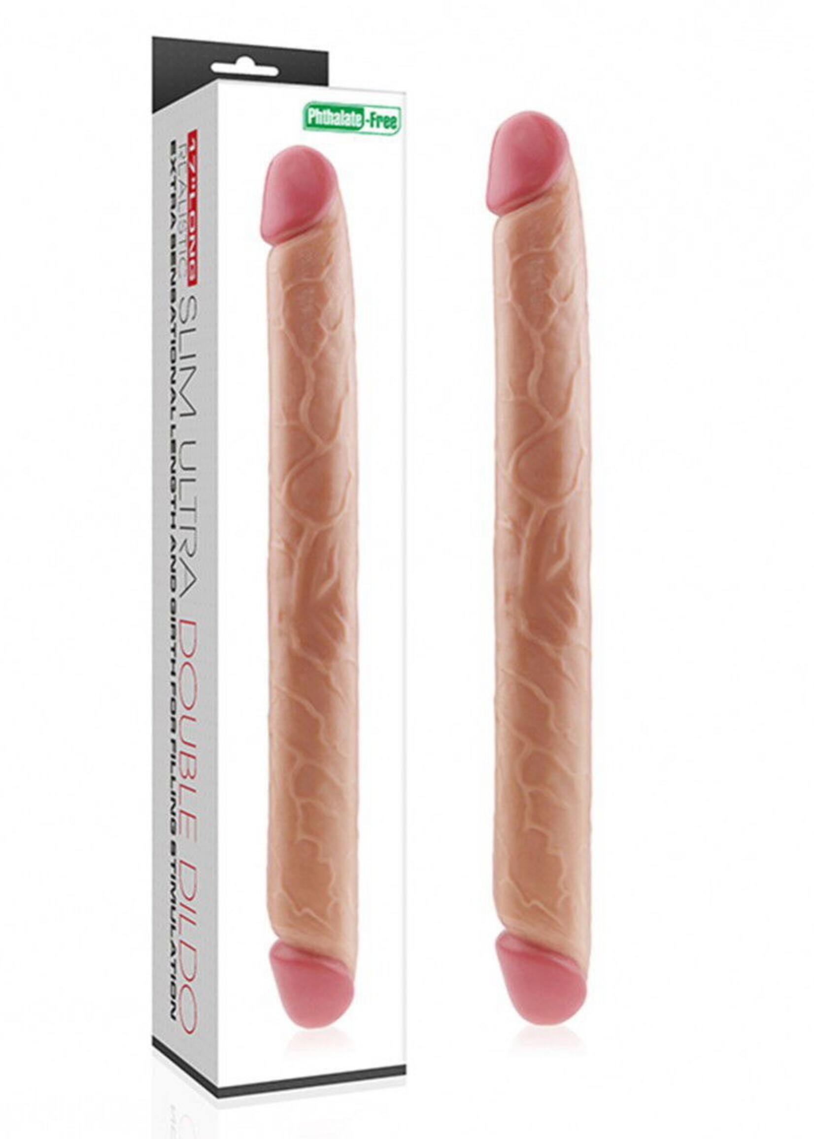 LoveToy Gode double King Size Slim Ultra 45 cm - Nude