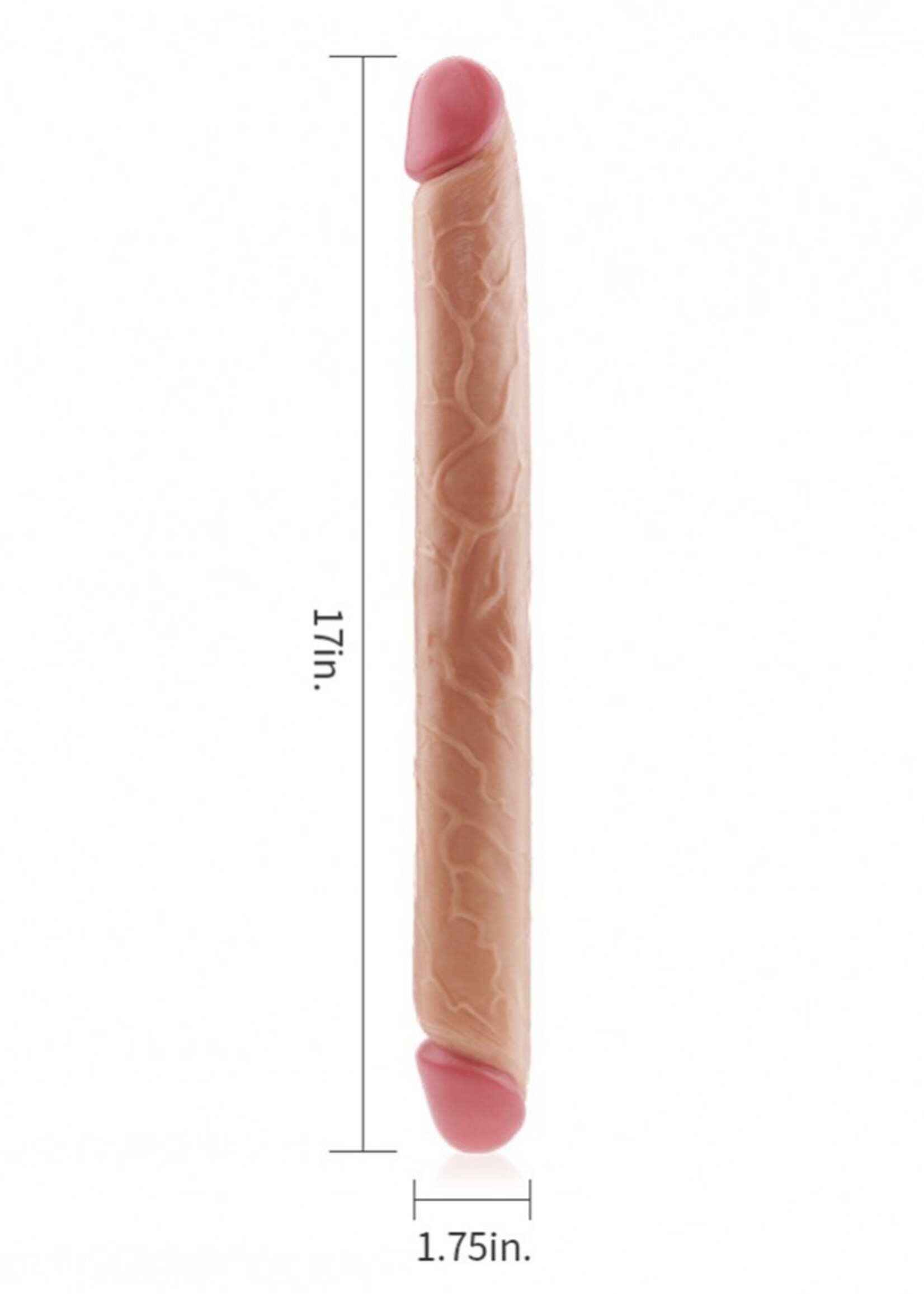 LoveToy Gode double King Size Slim Ultra 45 cm - Nude