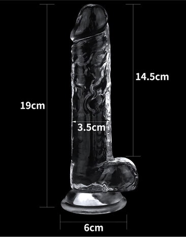 LoveToy Perfecte transparante dildo - Realistische dildo 19 cm Ø 3,5 cm