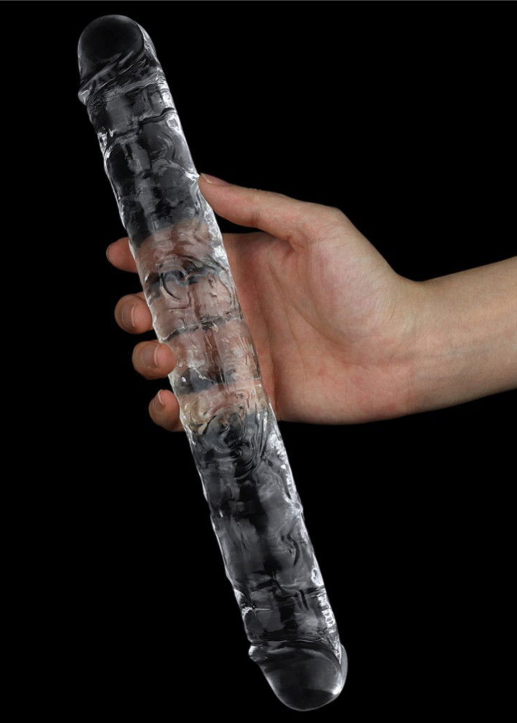 LoveToy Perfecte, transparante dubbele dildo - 30 cm Ø 3,5 cm