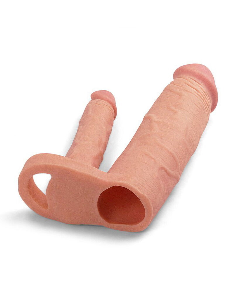 LoveToy Pleasure X Tender Penis Sleeve - Dubbele sleeve 20 cm + 5 cm verlenging
