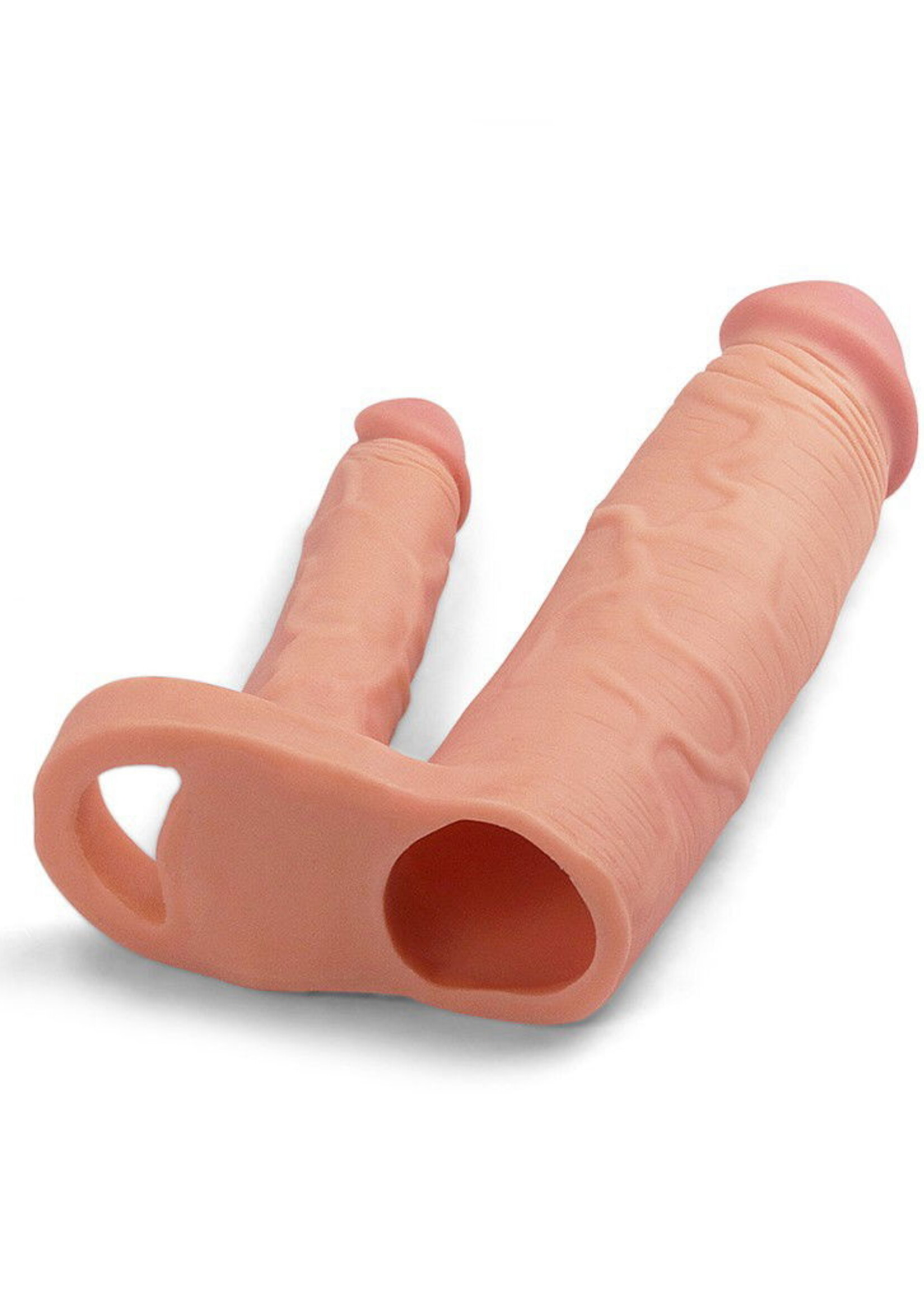 LoveToy Pleasure X Tender Penishülle - Doppel-Sleeve 20 cm + 5 cm Verlängerung