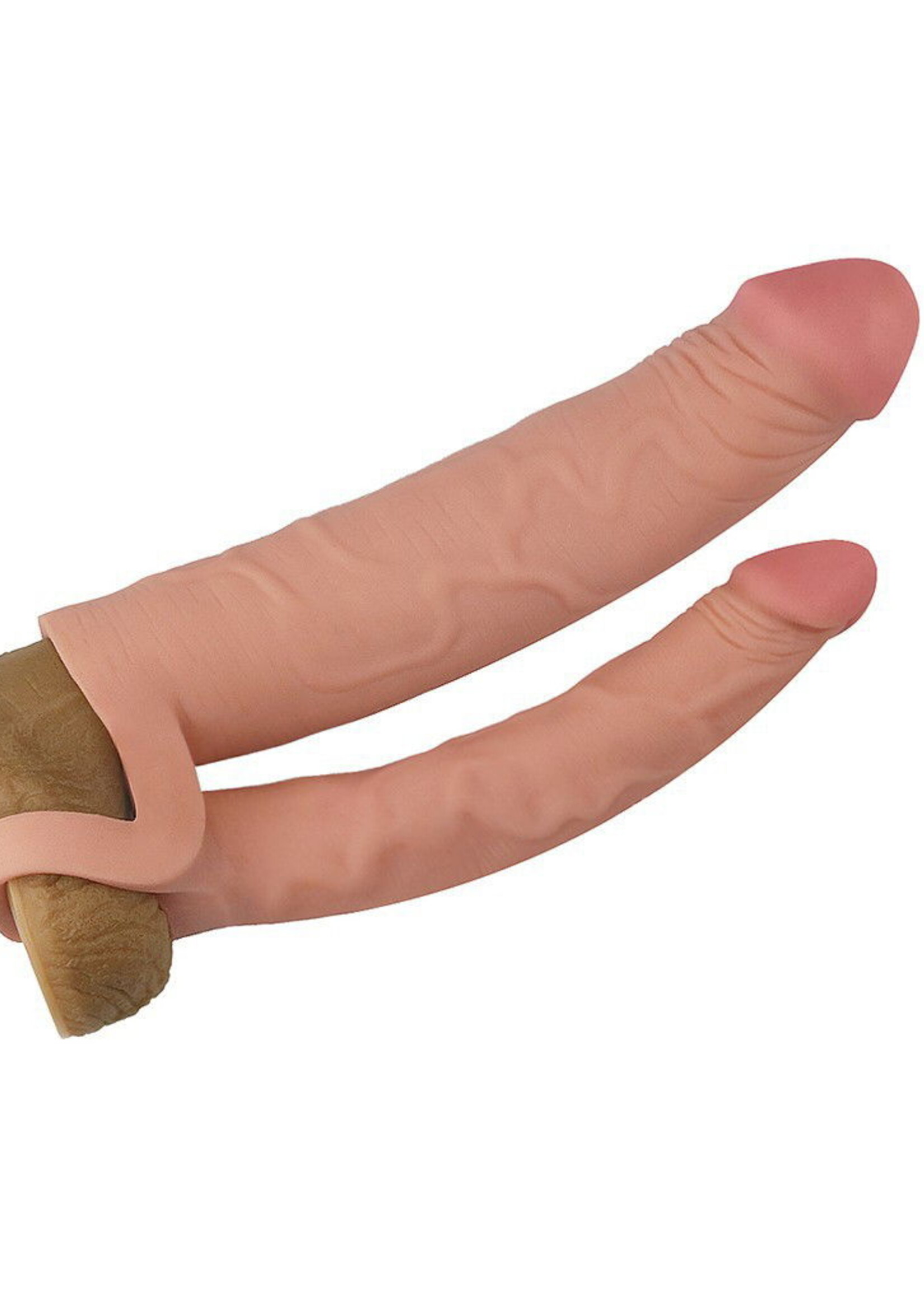 LoveToy Pleasure X Tender Penis Sleeve - Dubbele sleeve 20 cm + 5 cm verlenging