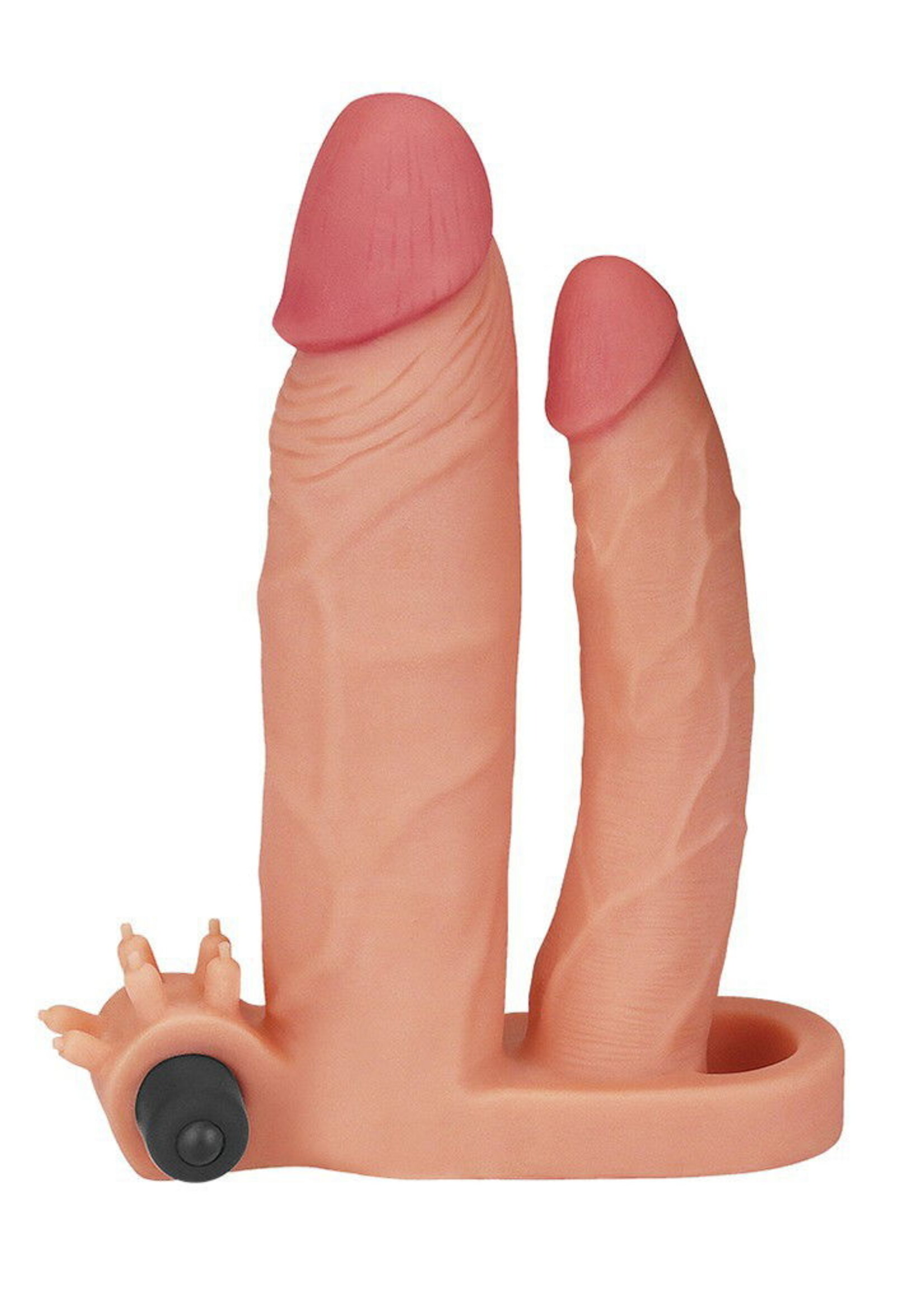 LoveToy Pleasure X Tender Manchon vibrant double pénis + 5 cm - Nude